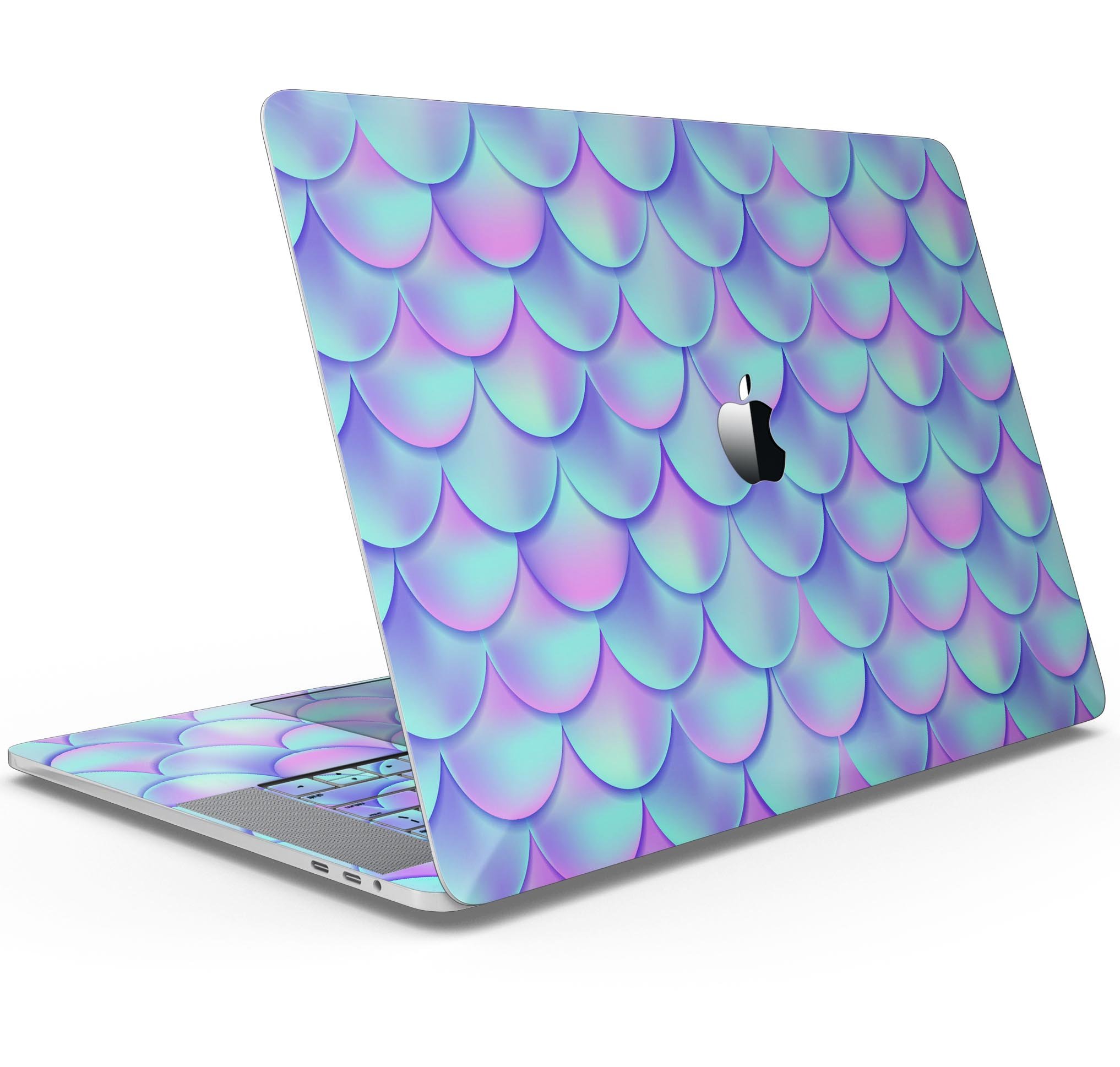 Holographic Mermaid Scales skin decal wrap kit for MacBook, showcasing vibrant colors and a sleek design.