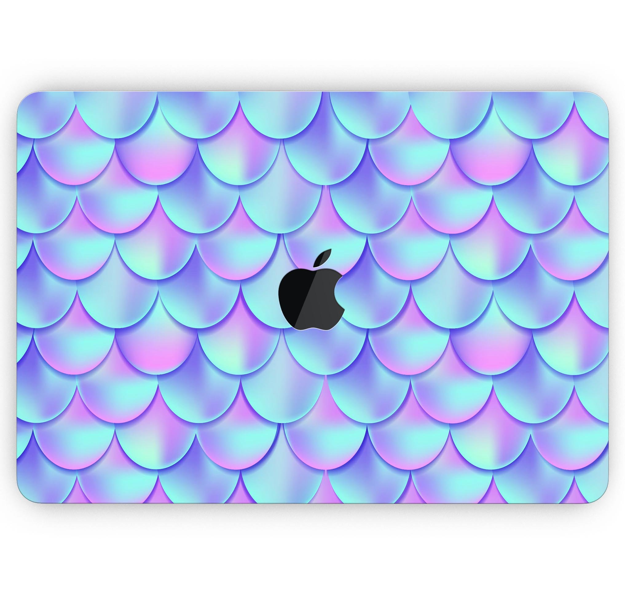 Holographic Mermaid Scales skin decal wrap kit for MacBook, showcasing vibrant colors and a sleek design.