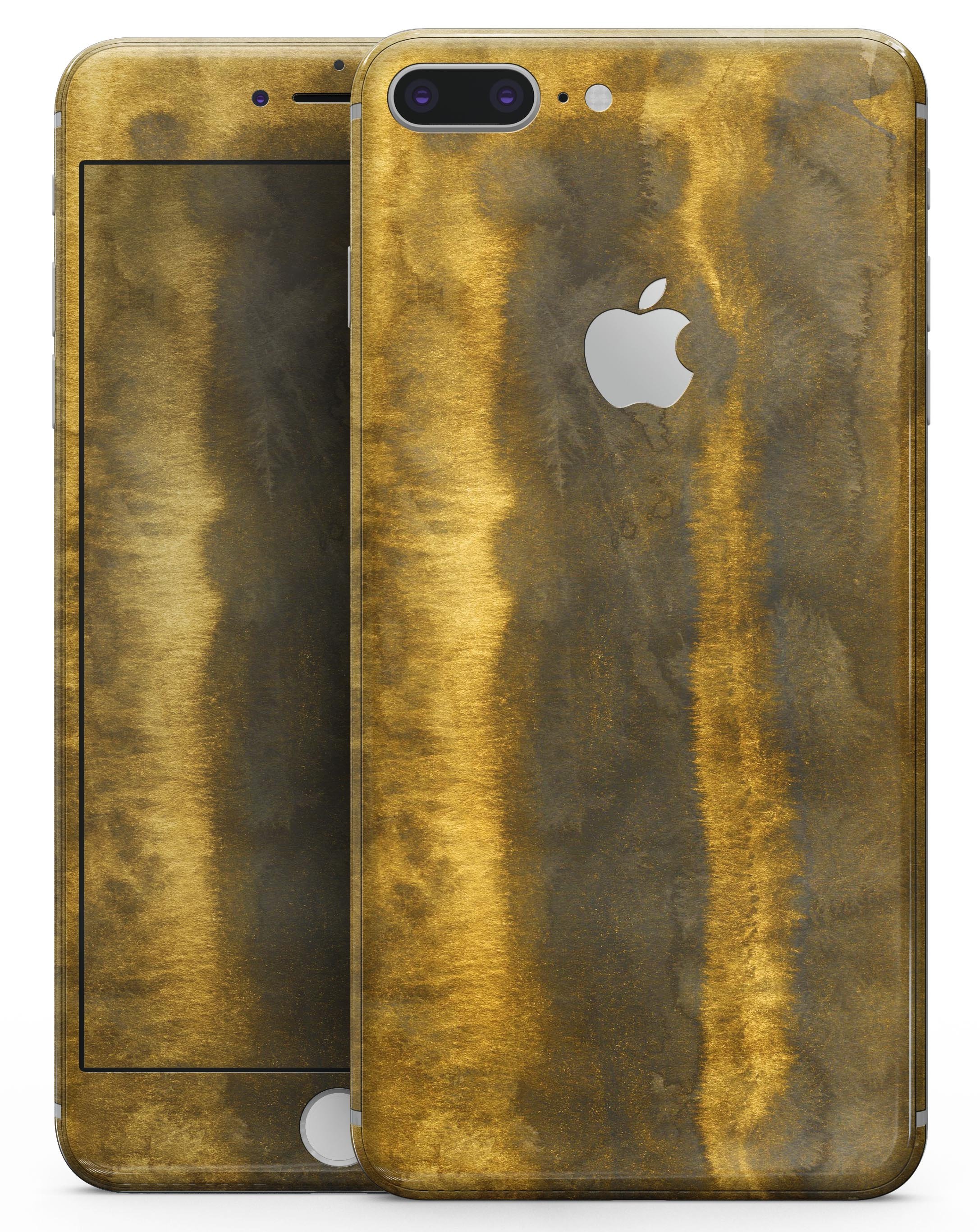 Horizontal Golden Caverns skin for iPhone 8 and 8 Plus, showcasing a stylish golden design on a sleek device.