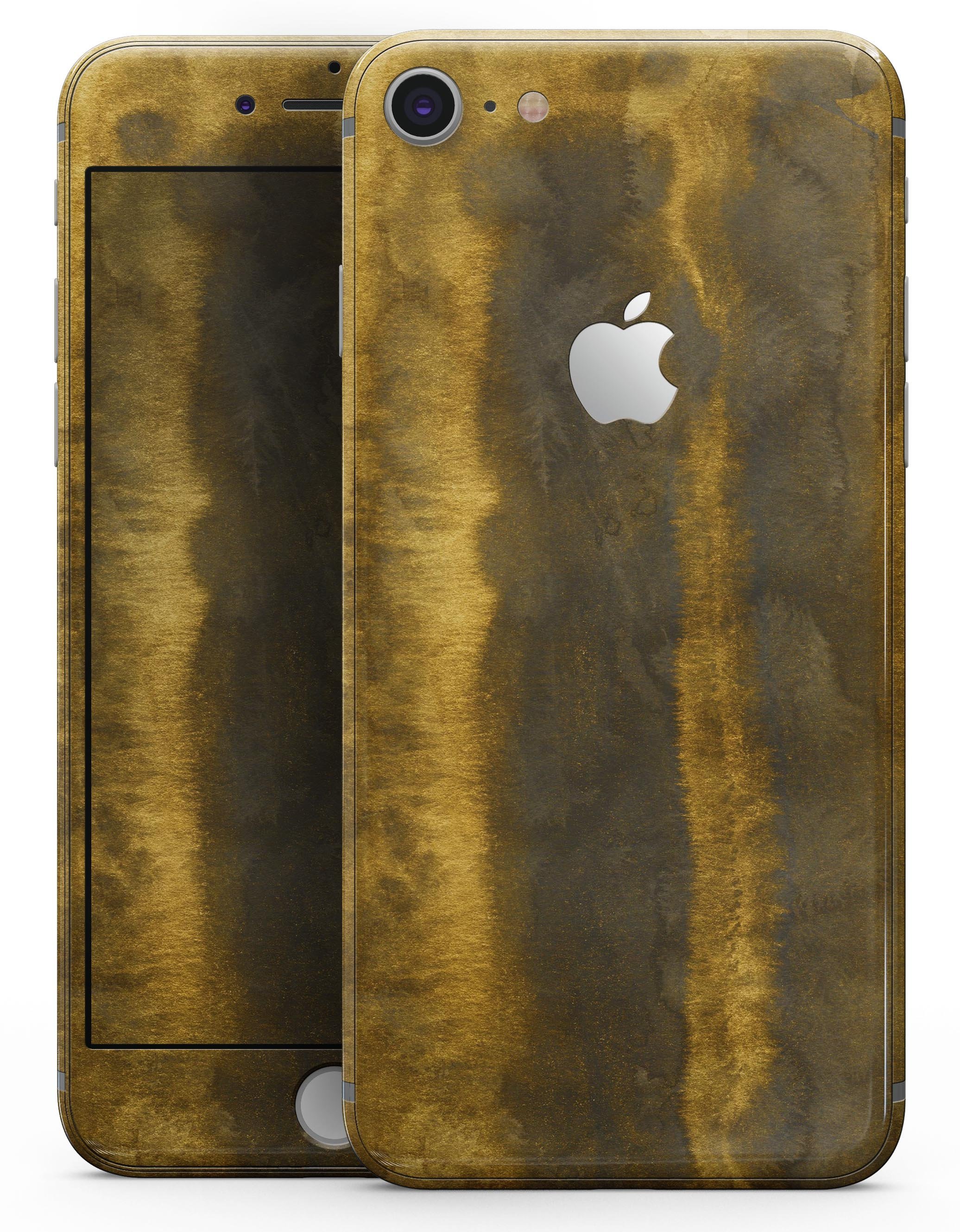 Horizontal Golden Caverns skin for iPhone 8 and 8 Plus, showcasing a stylish golden design on a sleek device.