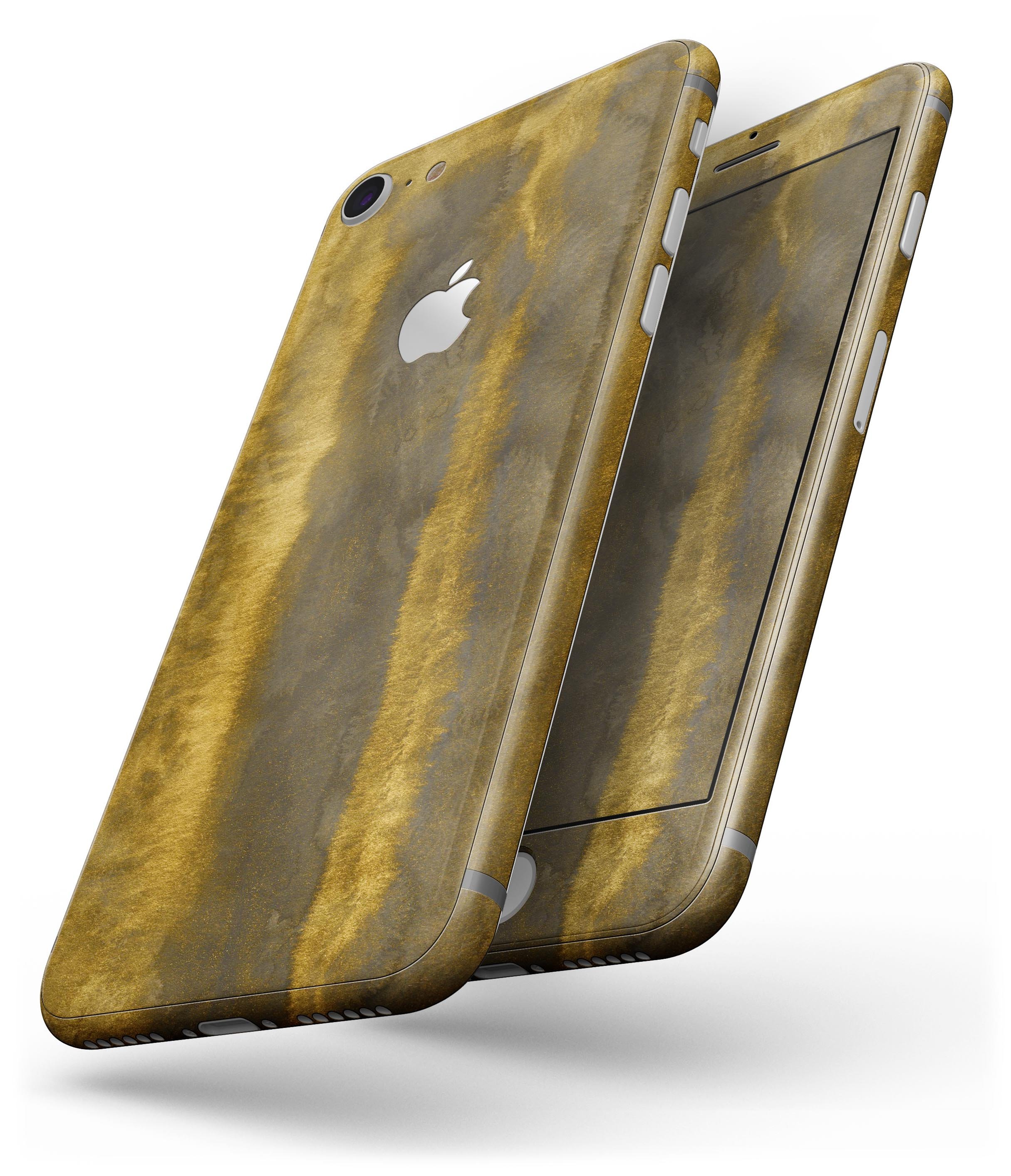 Horizontal Golden Caverns skin for iPhone 8 and 8 Plus, showcasing a stylish golden design on a sleek device.