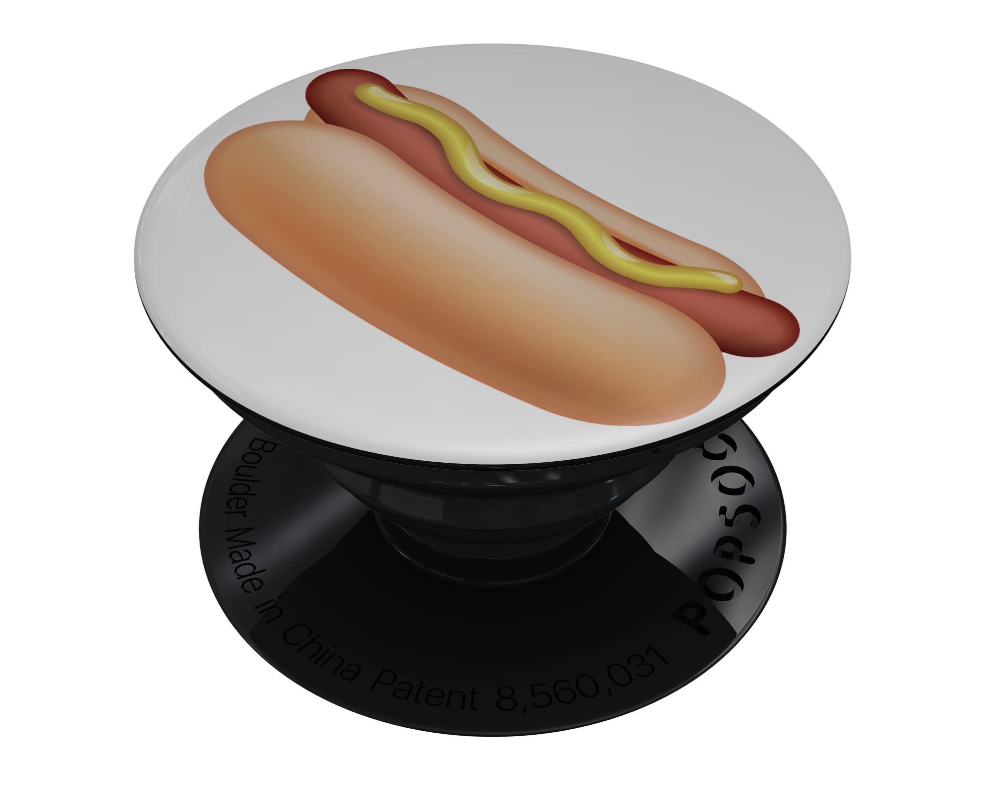 Hot Dog Emoticon Emoji Skin Kit for PopSockets, featuring a vibrant hot dog design on a premium vinyl material.