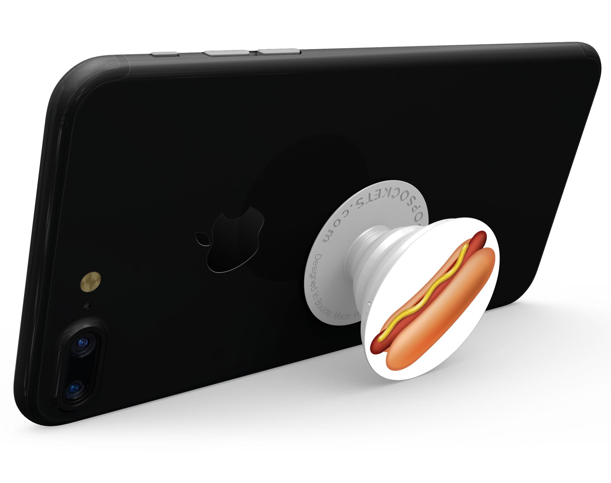 Hot Dog Emoticon Emoji Skin Kit for PopSockets, featuring a vibrant hot dog design on a premium vinyl material.