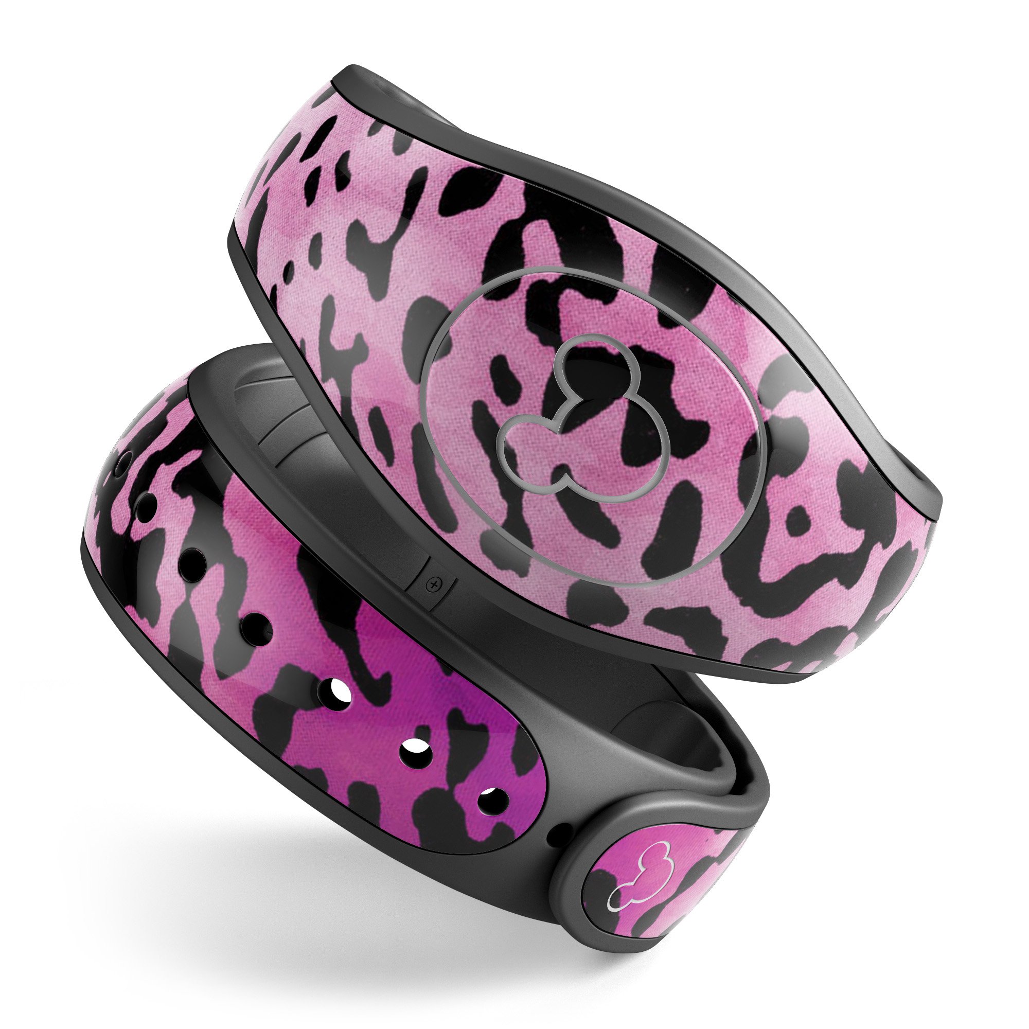 Hot Pink Cheetah Animal Print Decal Skin Wrap Kit designed for Disney Magic Band, showcasing vibrant colors and stylish animal print.