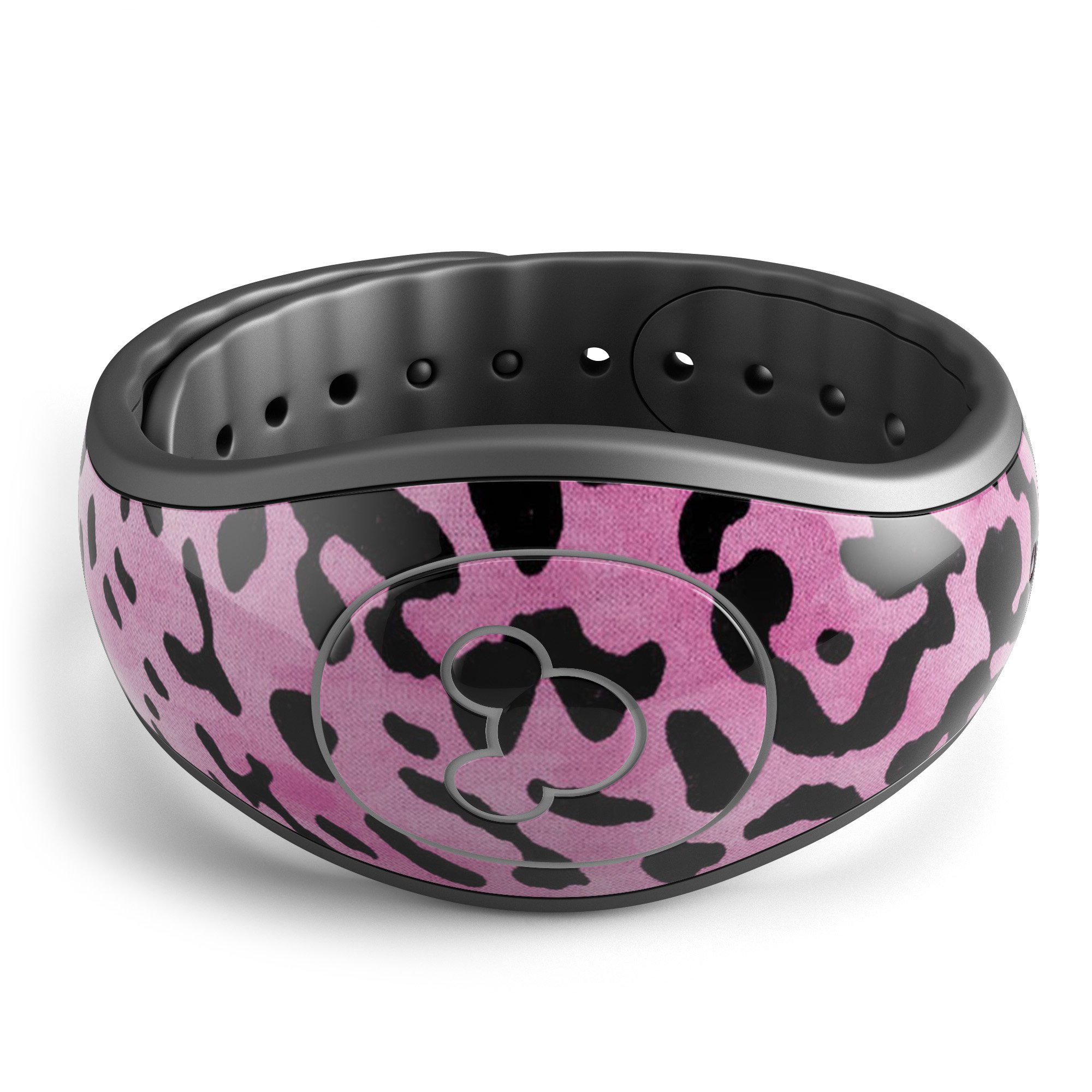 Hot Pink Cheetah Animal Print Decal Skin Wrap Kit designed for Disney Magic Band, showcasing vibrant colors and stylish animal print.