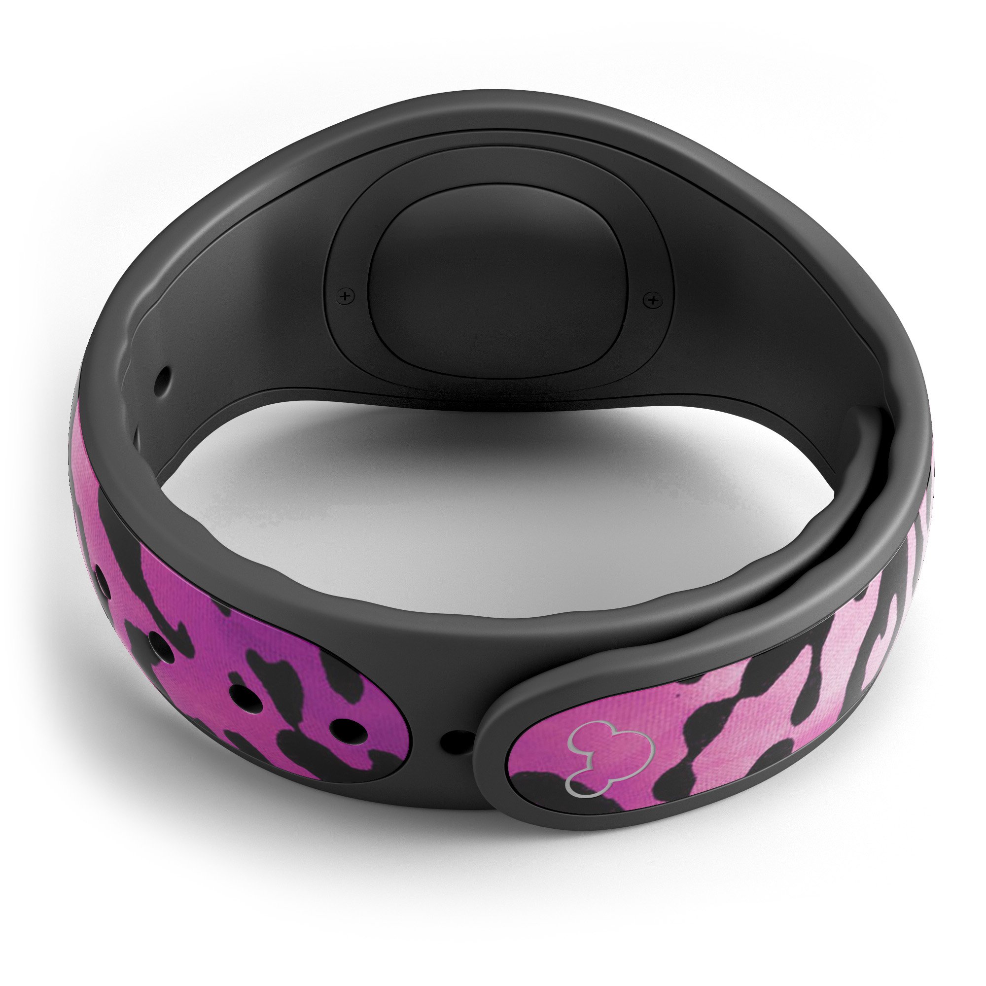 Hot Pink Cheetah Animal Print Decal Skin Wrap Kit designed for Disney Magic Band, showcasing vibrant colors and stylish animal print.