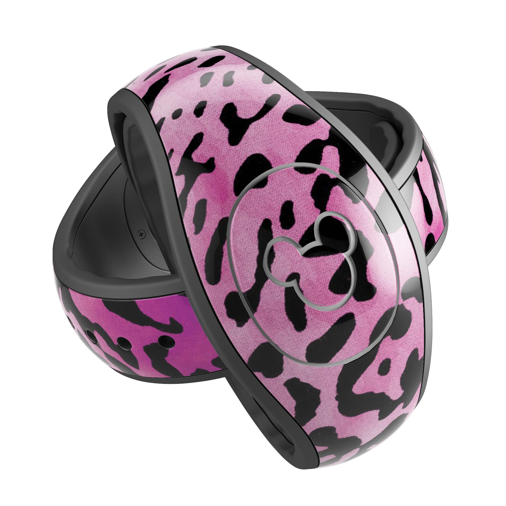 Hot Pink Cheetah Animal Print Decal Skin Wrap Kit designed for Disney Magic Band, showcasing vibrant colors and stylish animal print.