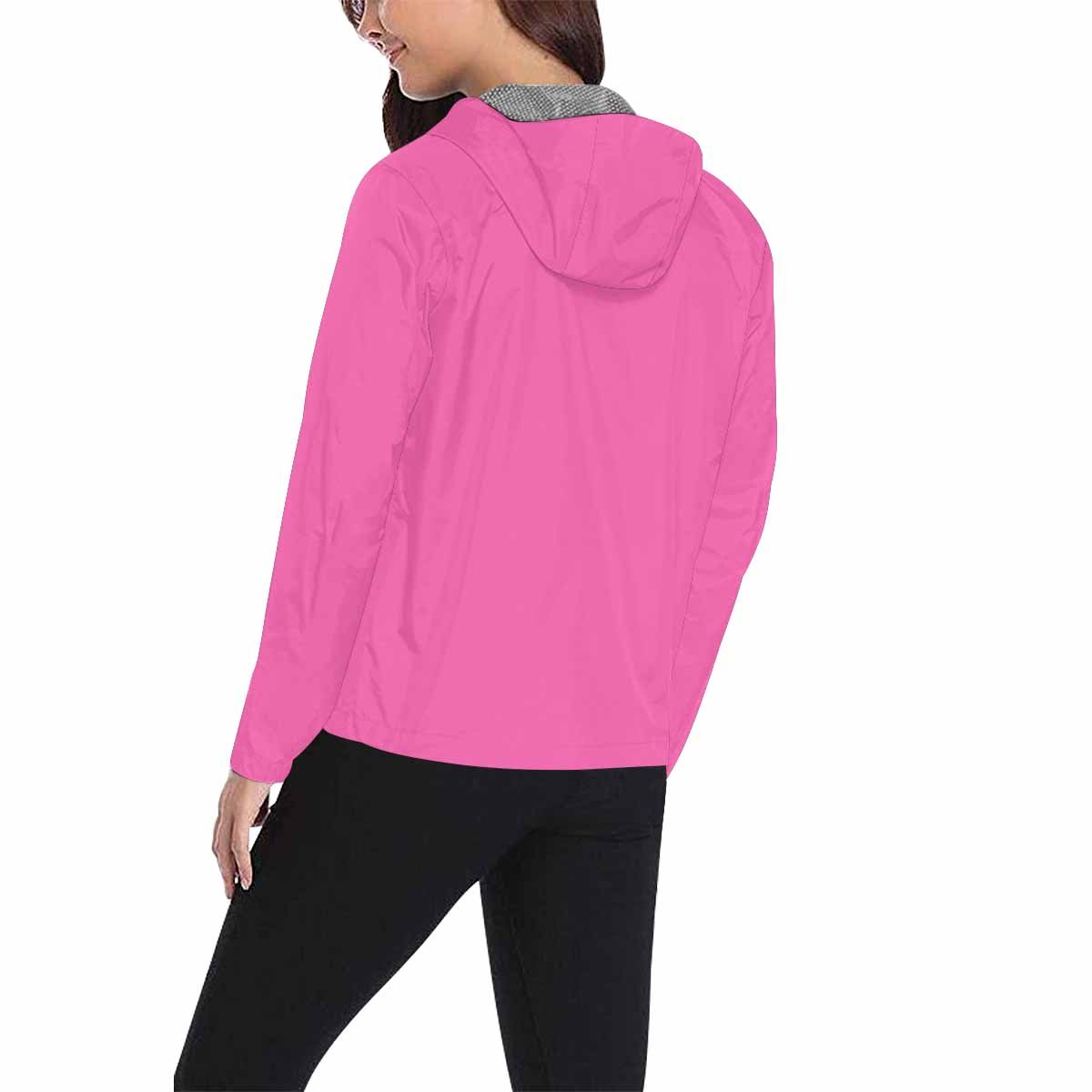 Hot Pink Hooded Windbreaker Jacket for men and women, featuring a stylish design with zippered pockets and adjustable hood.