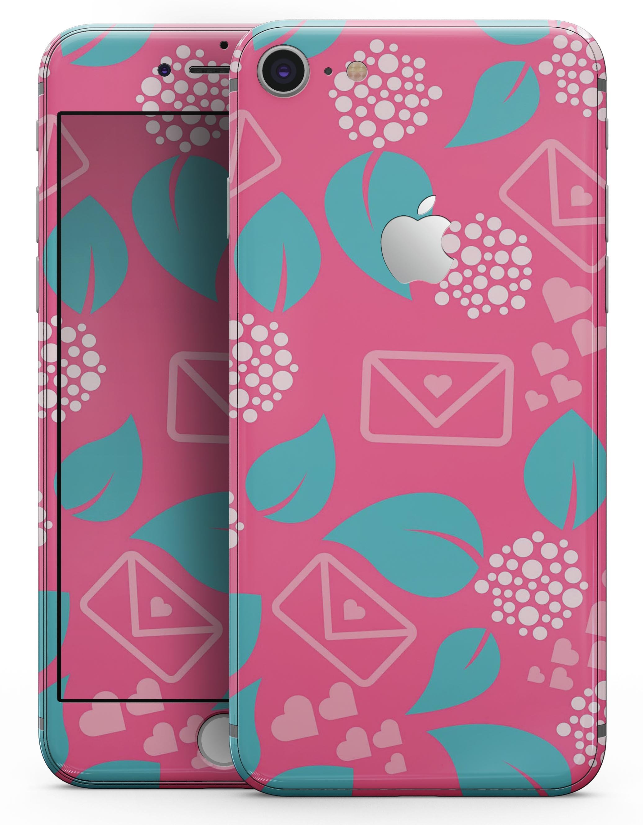 Pink and teal floral phone case