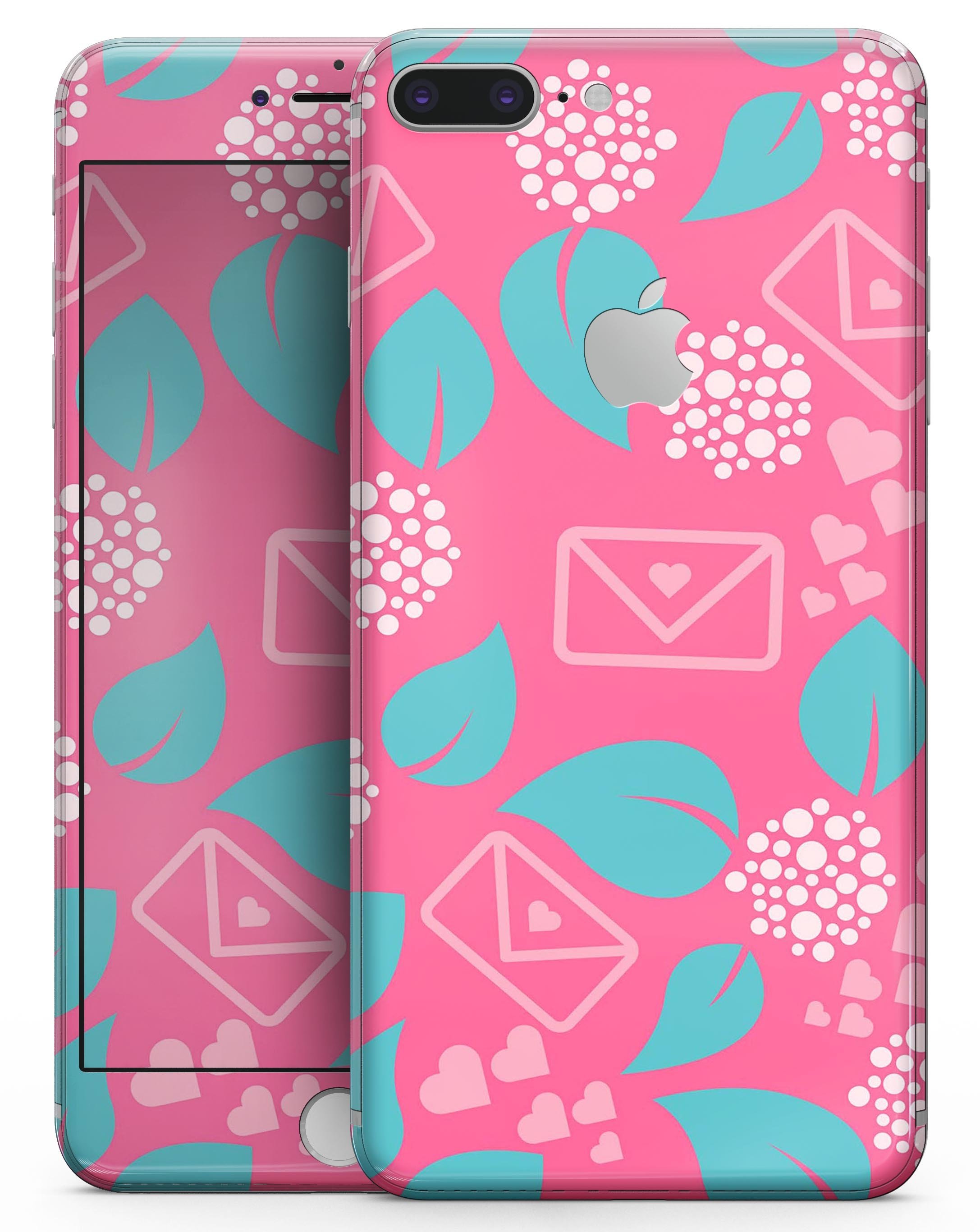 Pink smartphone case with hearts.