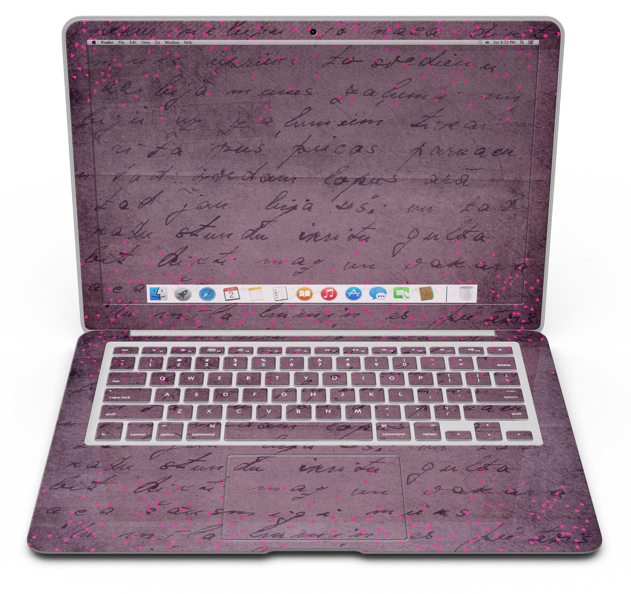 Decorative laptop with handwritten text.