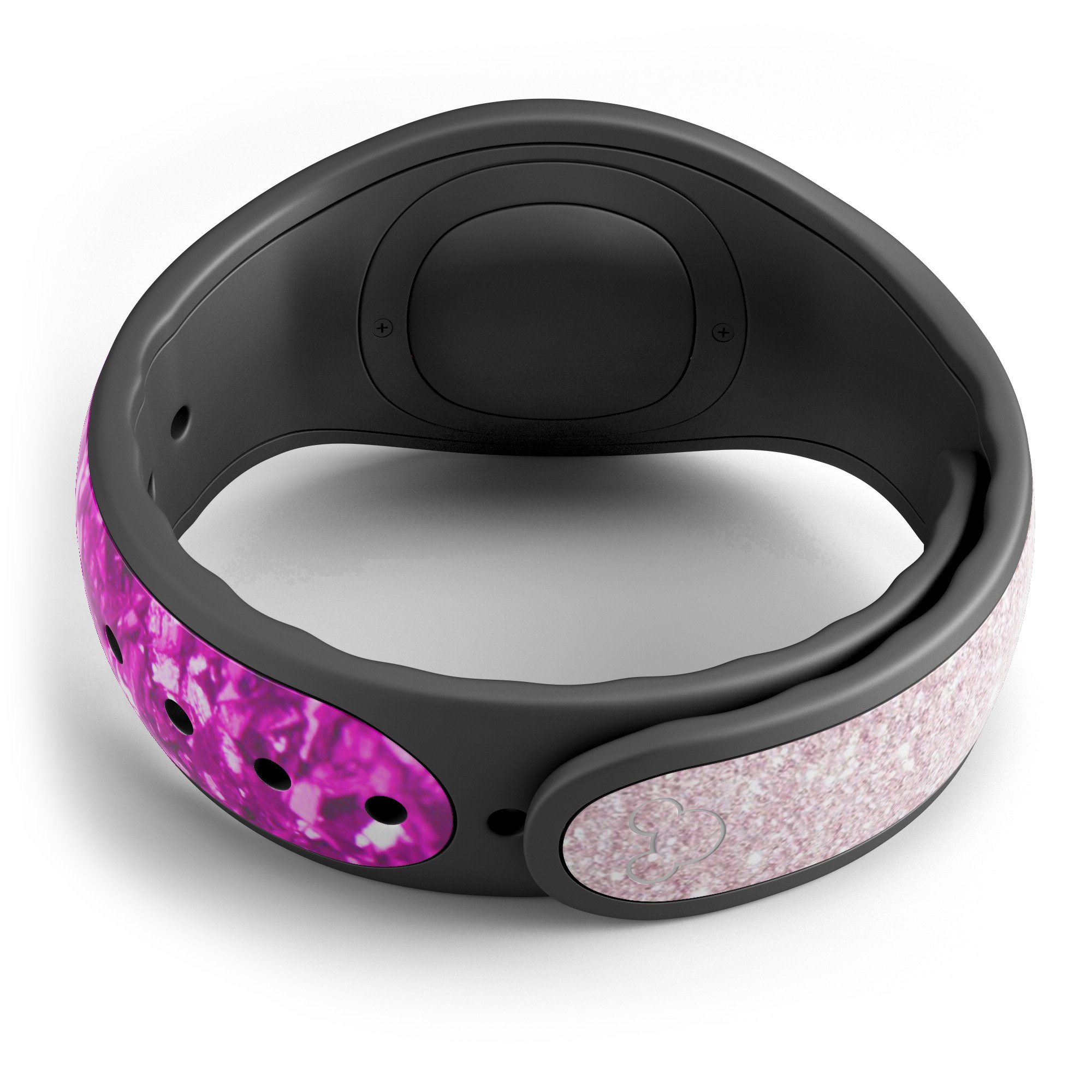 Pink and black fitness tracker.