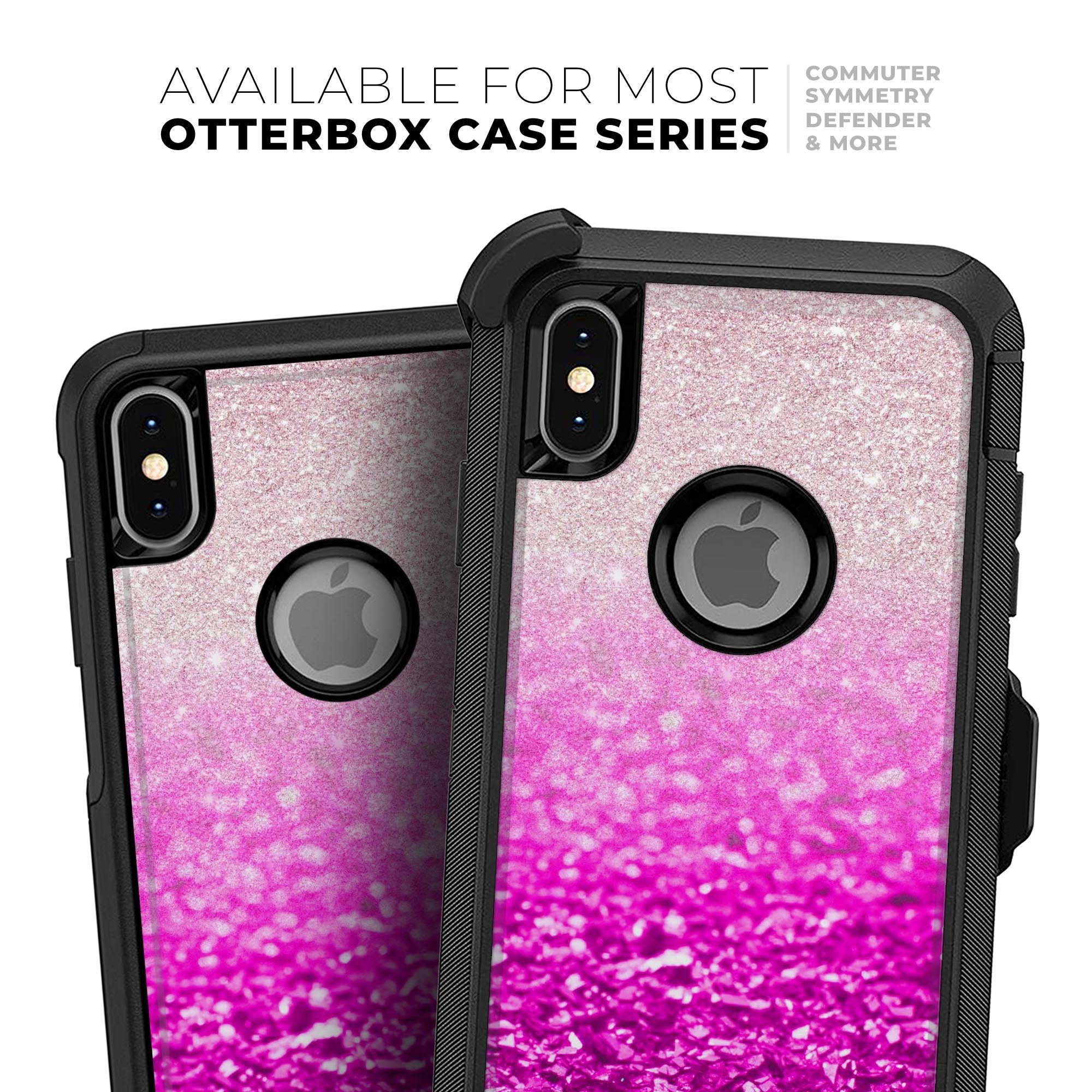 Pink glitter Otterbox phone cases.