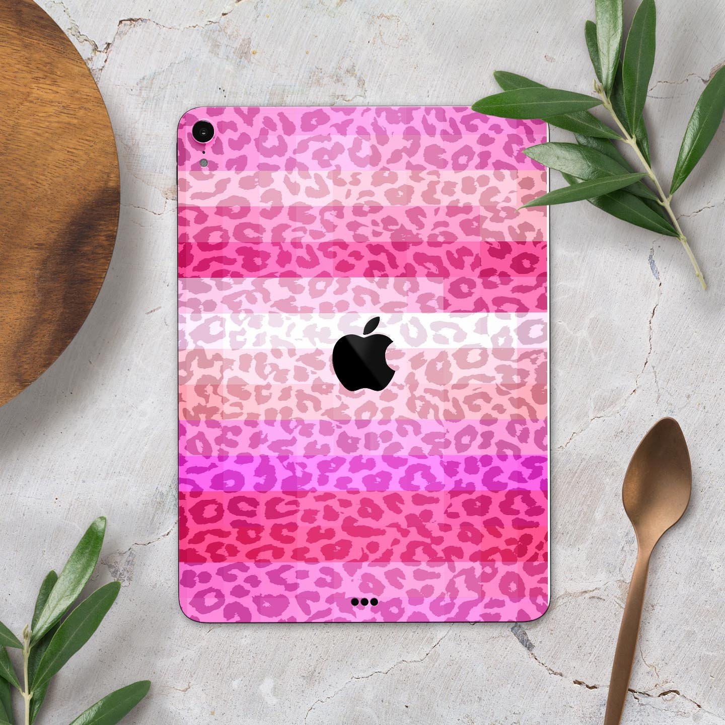 Hot Pink Striped Cheetah Print Full Body Skin Decal for Apple devices, showcasing vibrant colors and stylish design.