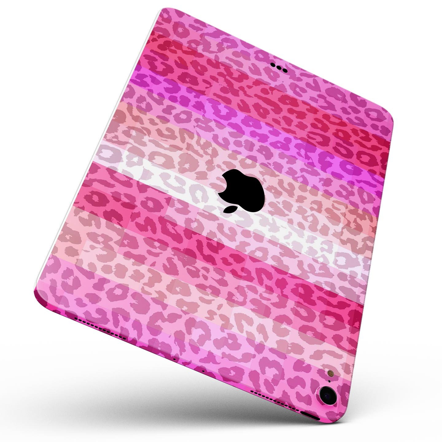 Hot Pink Striped Cheetah Print Full Body Skin Decal for Apple devices, showcasing vibrant colors and stylish design.