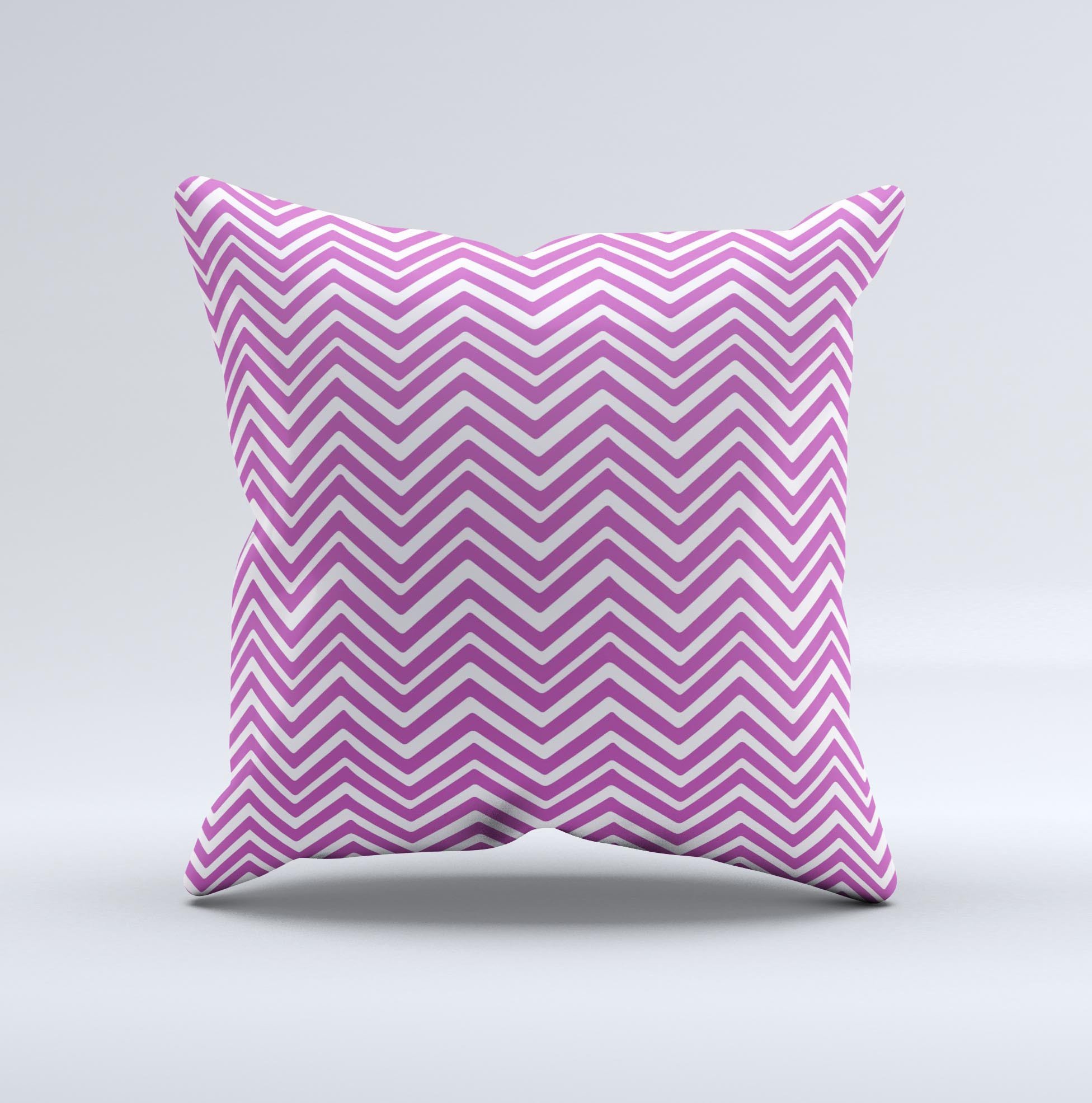 Hot pink decorative throw pillow with a sharp chevron pattern, showcasing a vibrant design and high-quality craftsmanship.