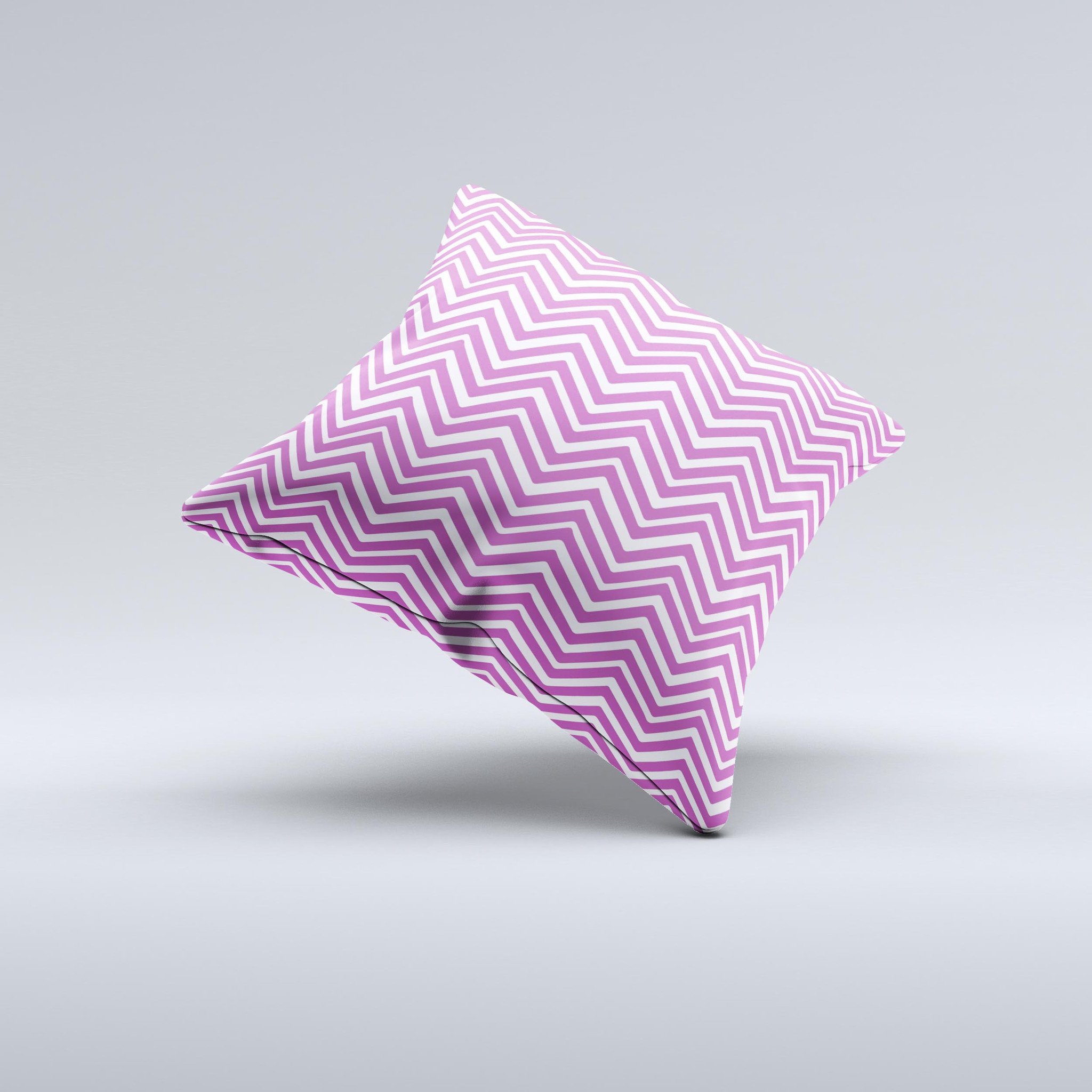 Hot pink decorative throw pillow with a sharp chevron pattern, showcasing a vibrant design and high-quality craftsmanship.