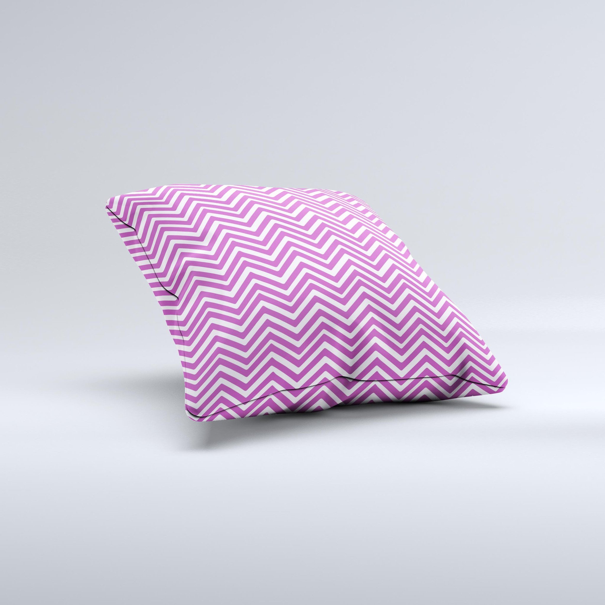 Hot pink decorative throw pillow with a sharp chevron pattern, showcasing a vibrant design and high-quality craftsmanship.