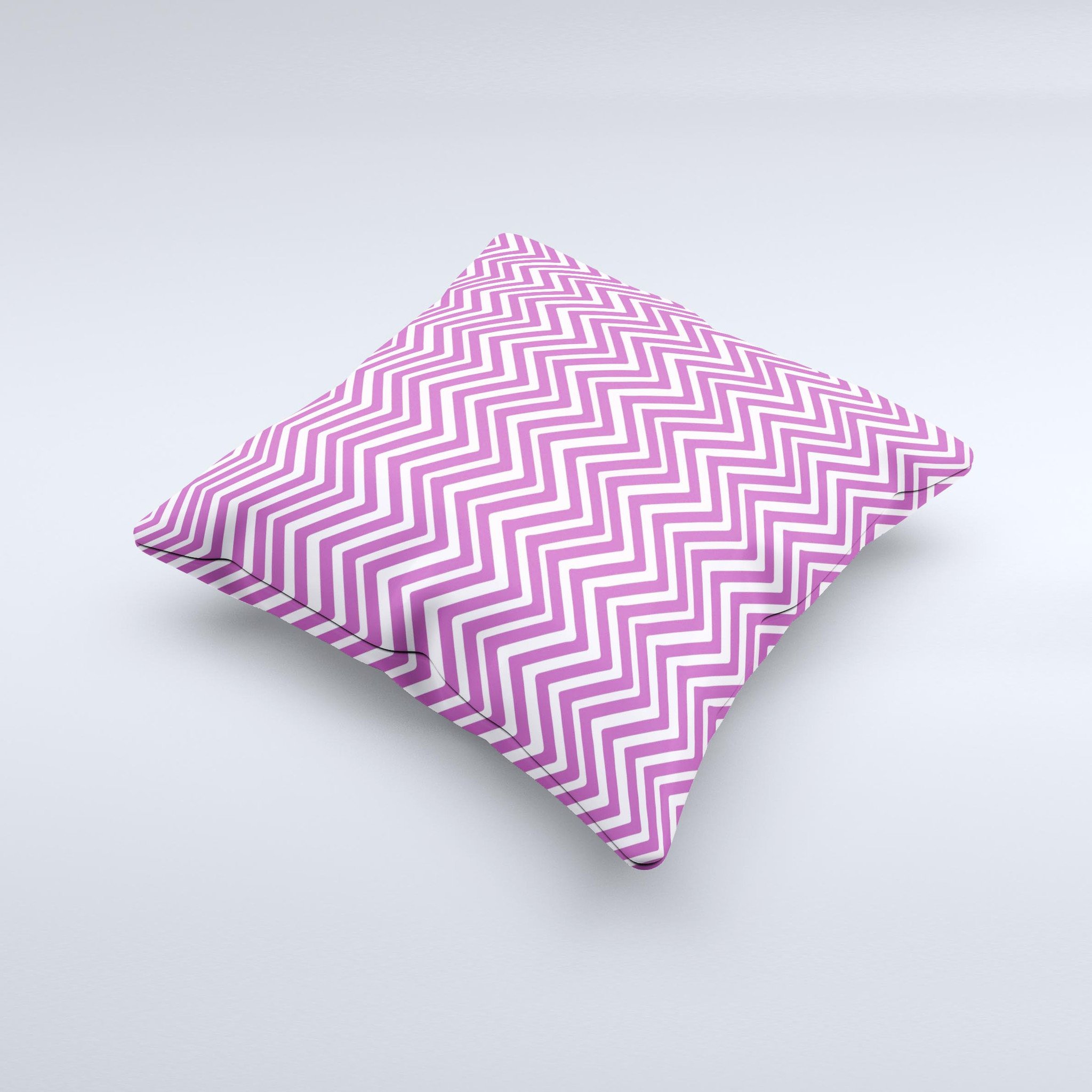 Hot pink decorative throw pillow with a sharp chevron pattern, showcasing a vibrant design and high-quality craftsmanship.