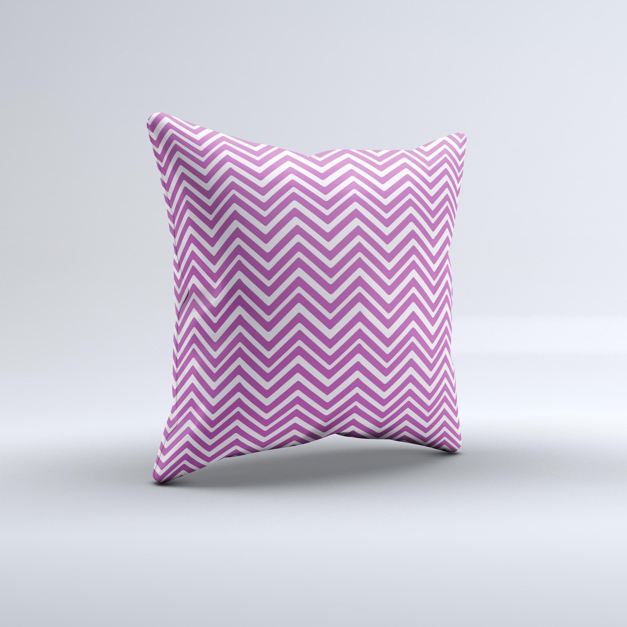 Hot pink decorative throw pillow with a sharp chevron pattern, showcasing a vibrant design and high-quality craftsmanship.