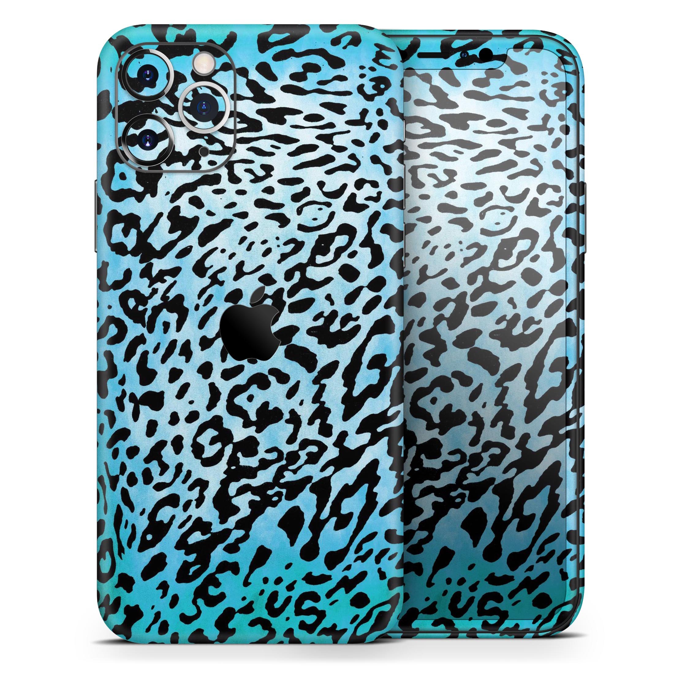 Hot Teal Cheetah Animal Print Skin-Kit for Apple iPhone, showcasing vibrant colors and stylish design.