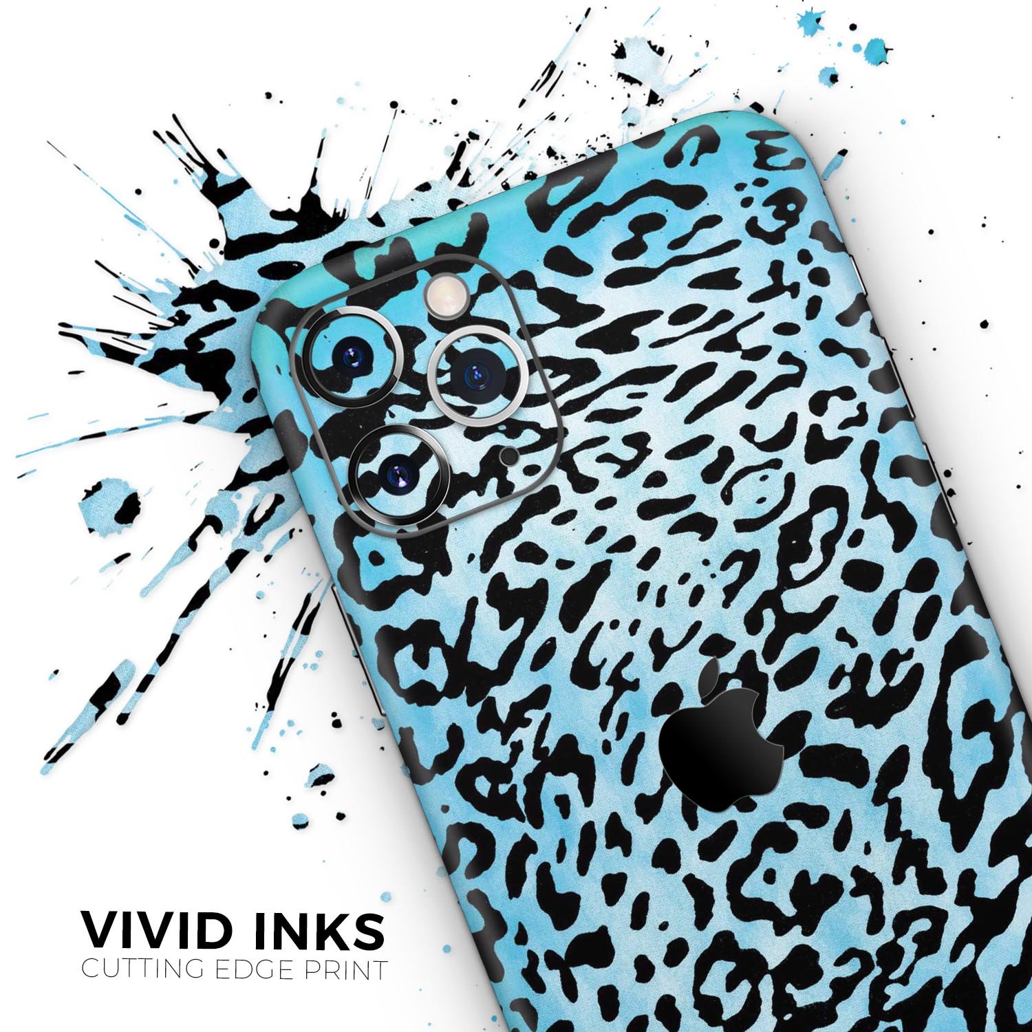 Hot Teal Cheetah Animal Print Skin-Kit for Apple iPhone, showcasing vibrant colors and stylish design.