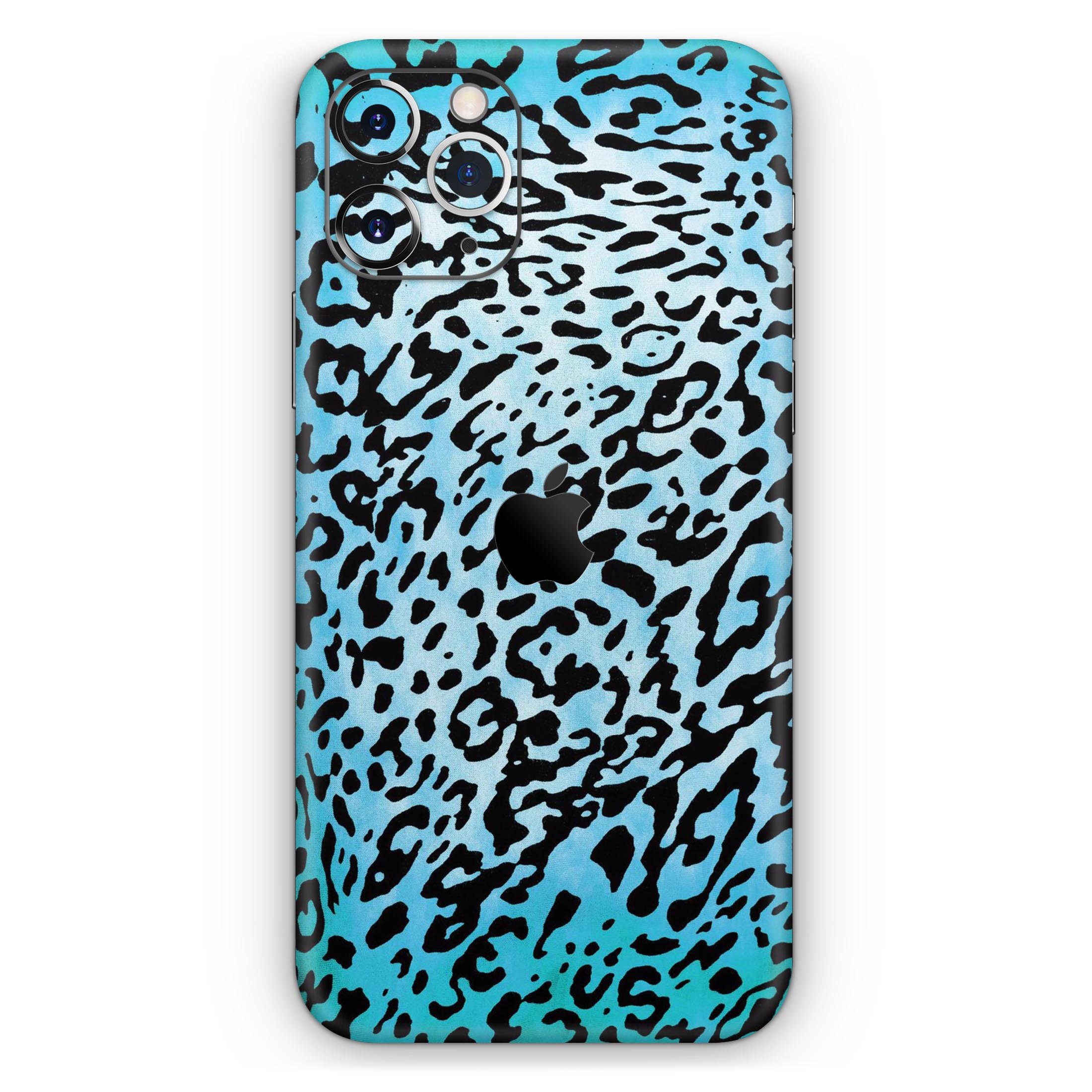 Hot Teal Cheetah Animal Print Skin-Kit for Apple iPhone, showcasing vibrant colors and stylish design.