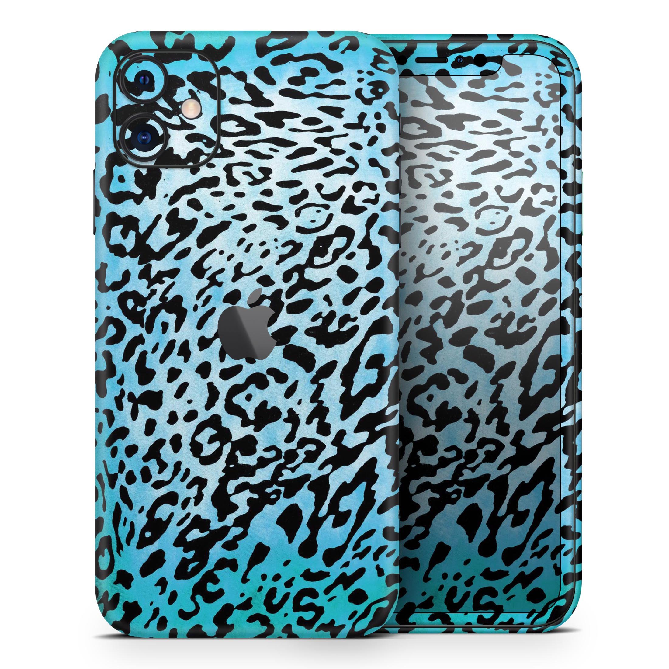 Hot Teal Cheetah Animal Print Skin-Kit for Apple iPhone, showcasing vibrant colors and stylish design.