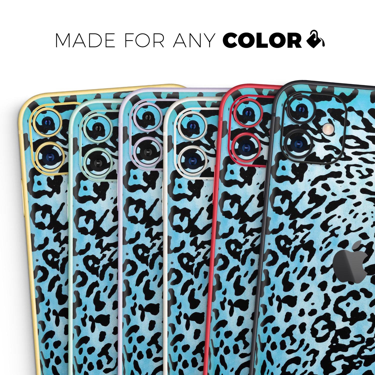 Hot Teal Cheetah Animal Print Skin-Kit for Apple iPhone, showcasing vibrant colors and stylish design.