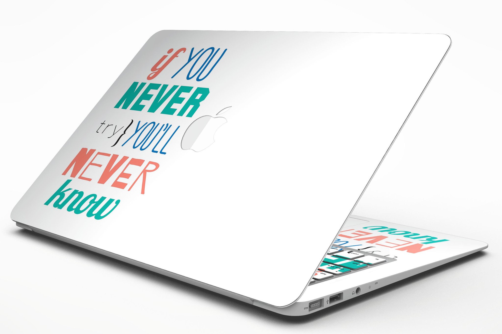 Stylish MacBook Air with a vibrant skin kit, showcasing a unique design and a sleek finish.