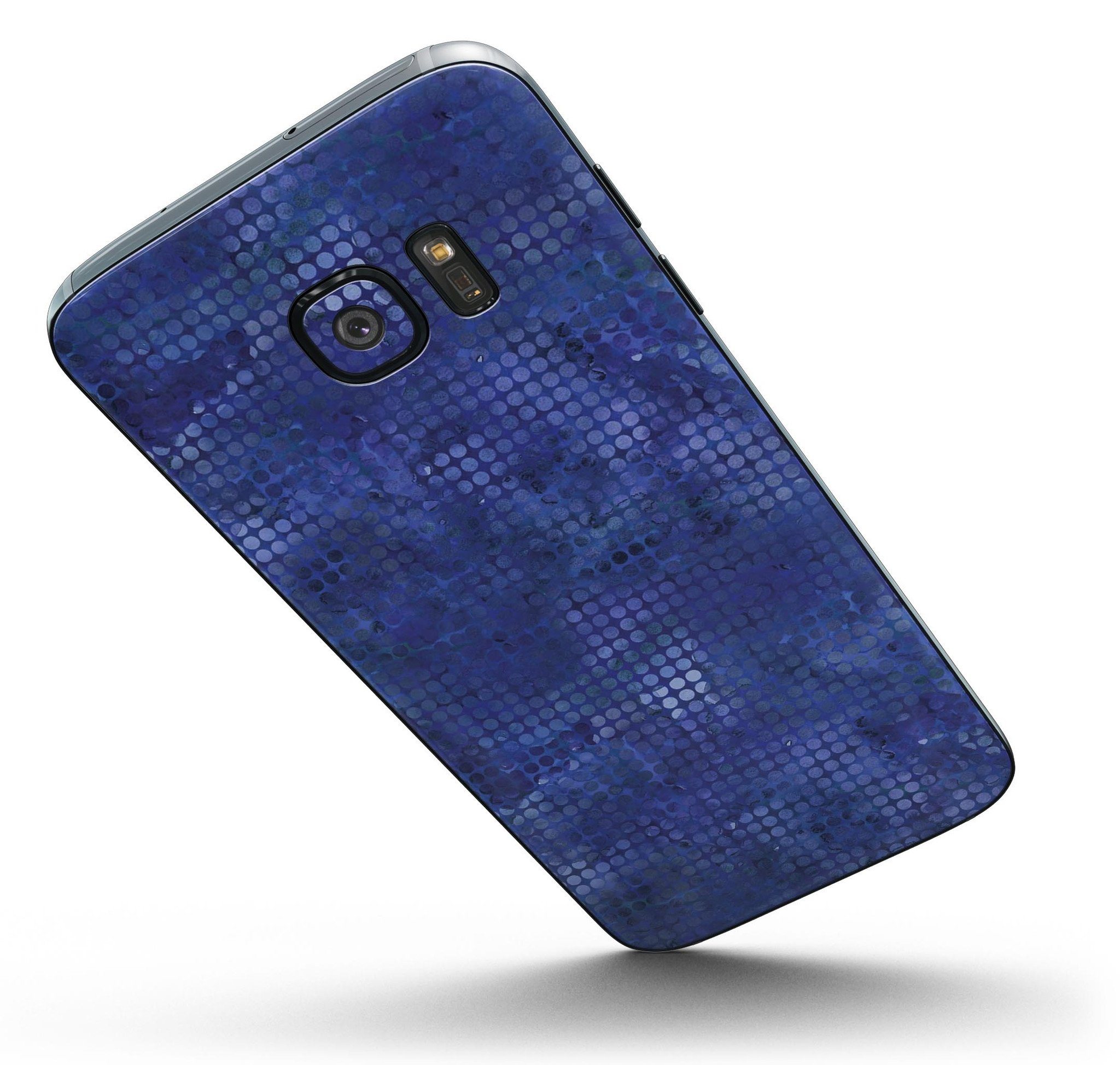 Indigo Watercolor Polka Dots skin kit for Samsung Galaxy S7 and S7 Edge, showcasing vibrant colors and unique polka dot design.