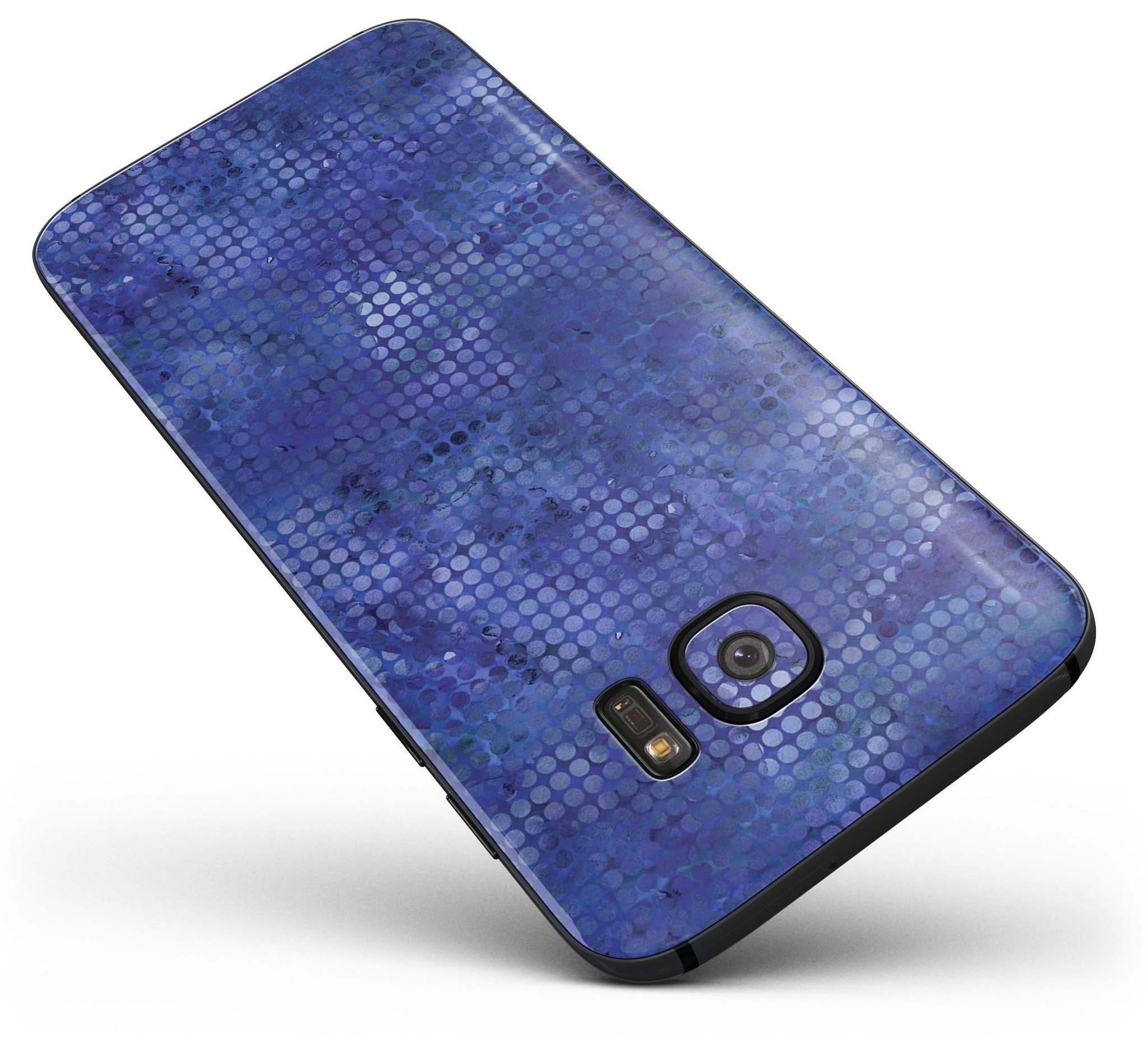 Indigo Watercolor Polka Dots skin kit for Samsung Galaxy S7 and S7 Edge, showcasing vibrant colors and unique polka dot design.