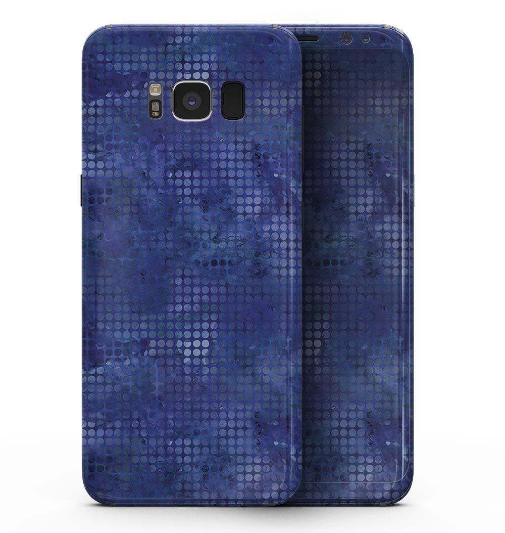 Indigo Watercolor Polka Dots skin kit for Samsung Galaxy S8, showcasing vibrant colors and artistic design.