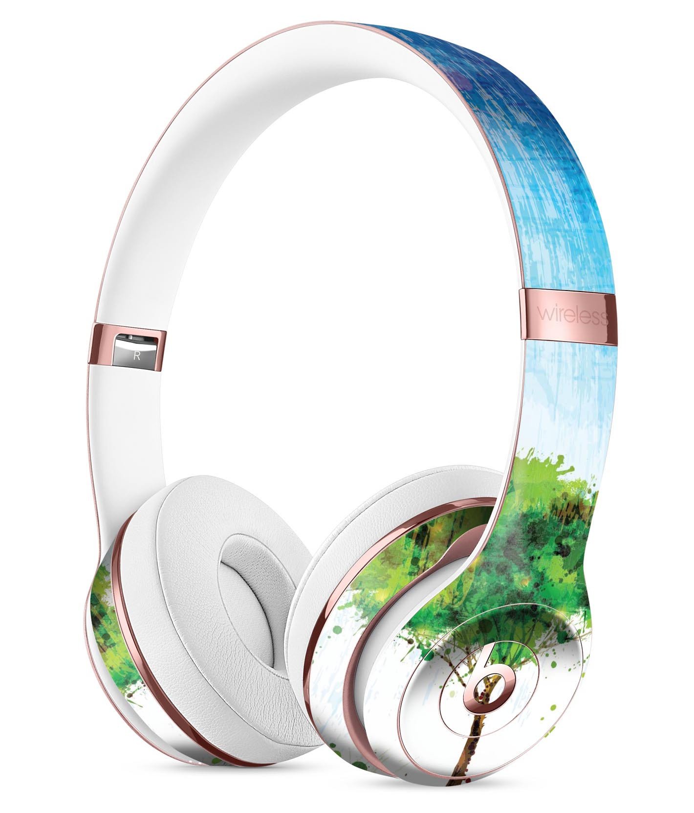 Individual Tree Splatter Full-Body Skin Kit for Beats by Dre Solo 3 Wireless Headphones, showcasing vibrant colors and unique design.