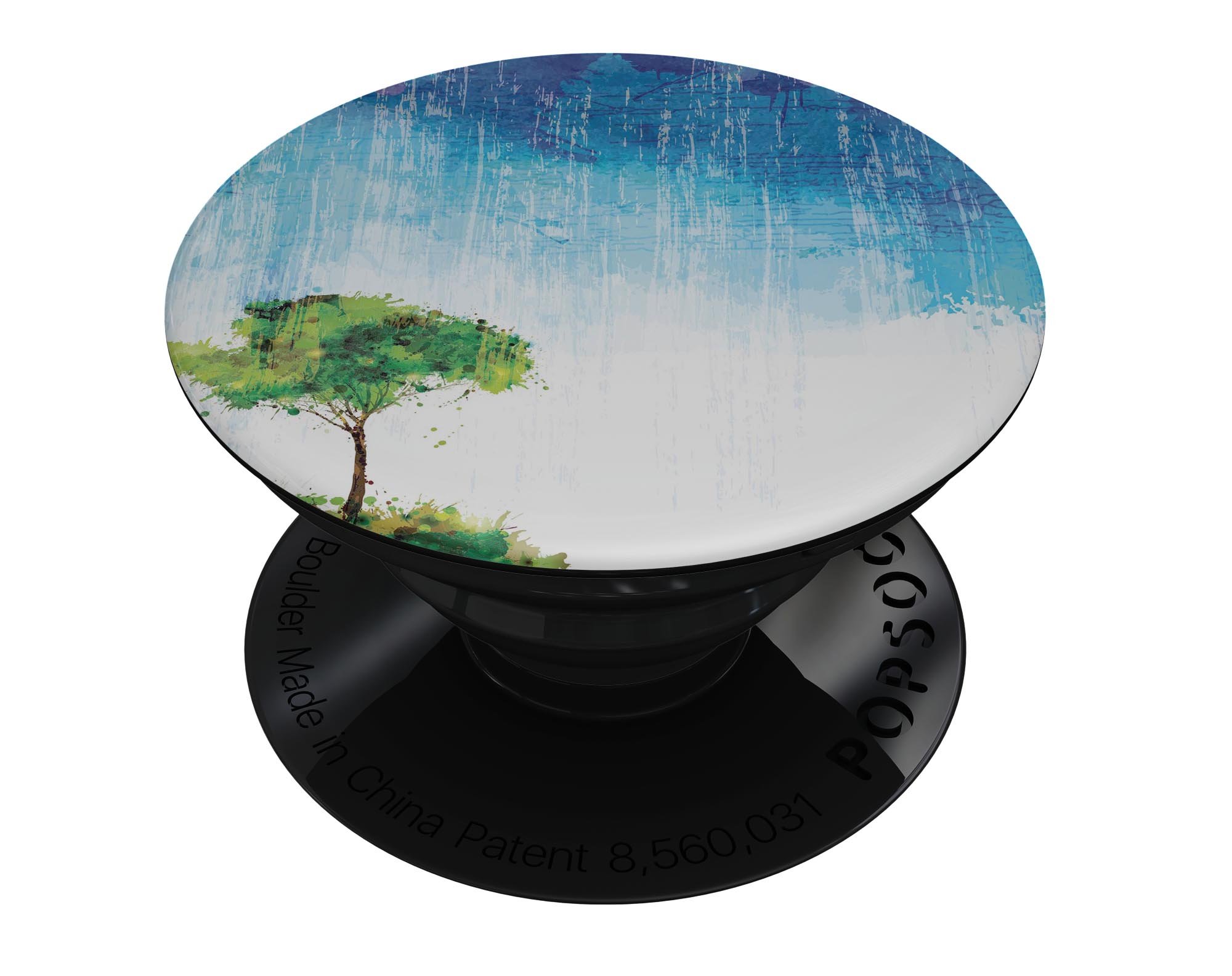 Individual Tree Splatter Skin Kit for PopSockets, showcasing vibrant colors and unique design on a smartphone grip.