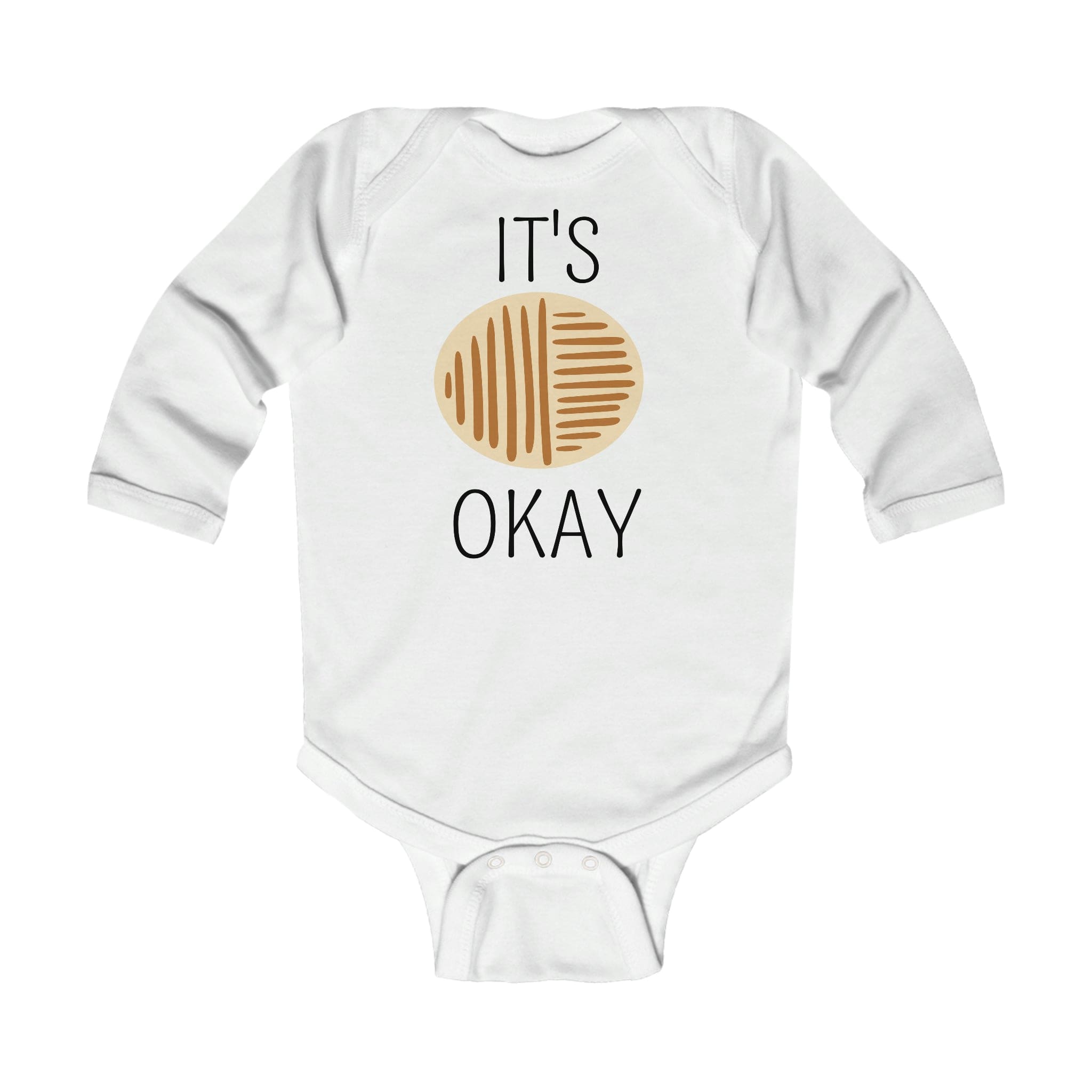 Infant Long Sleeve Bodysuit in black and brown, featuring soft cotton fabric and snap closure for easy changing.