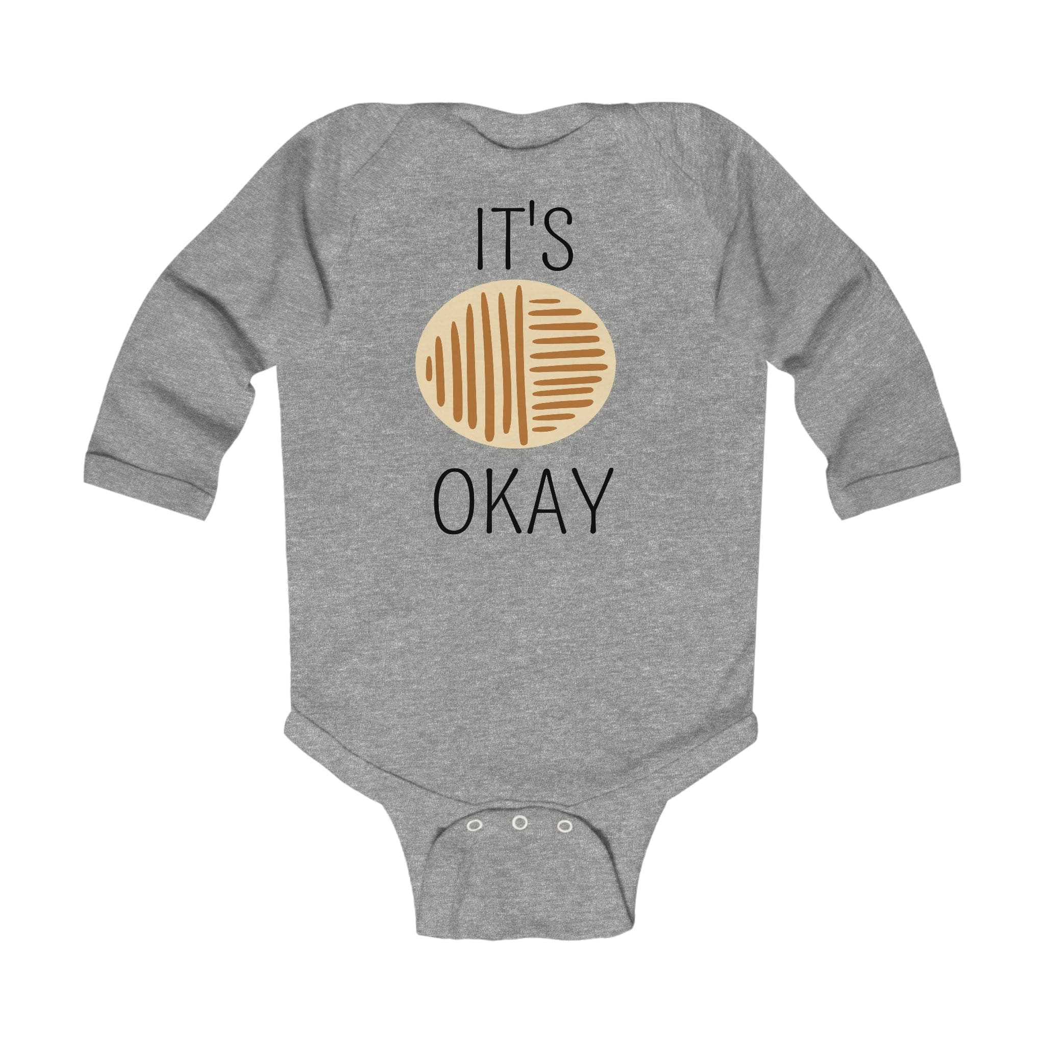 Infant Long Sleeve Bodysuit in black and brown, featuring soft cotton fabric and snap closure for easy changing.