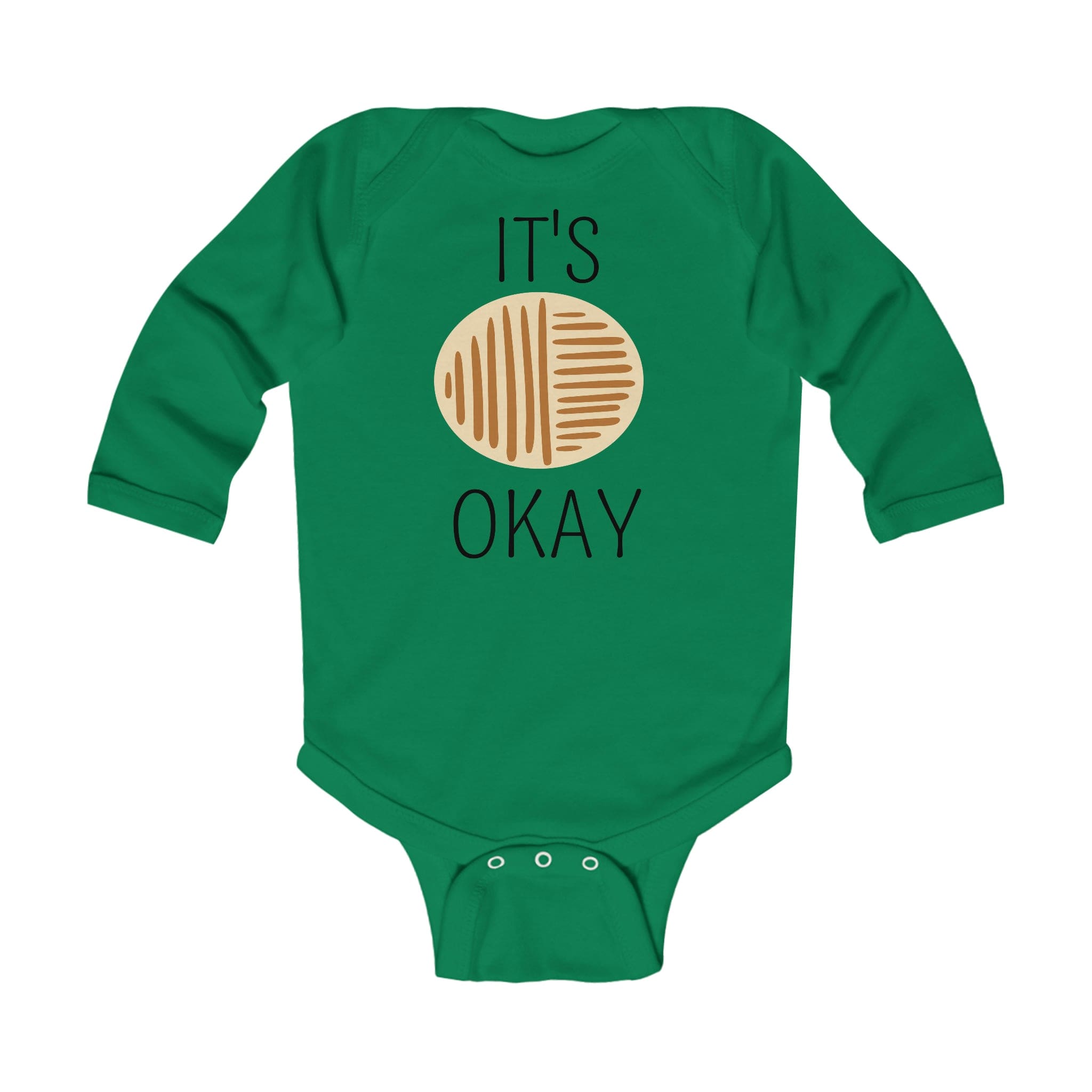 Infant Long Sleeve Bodysuit in black and brown, featuring soft cotton fabric and snap closure for easy changing.