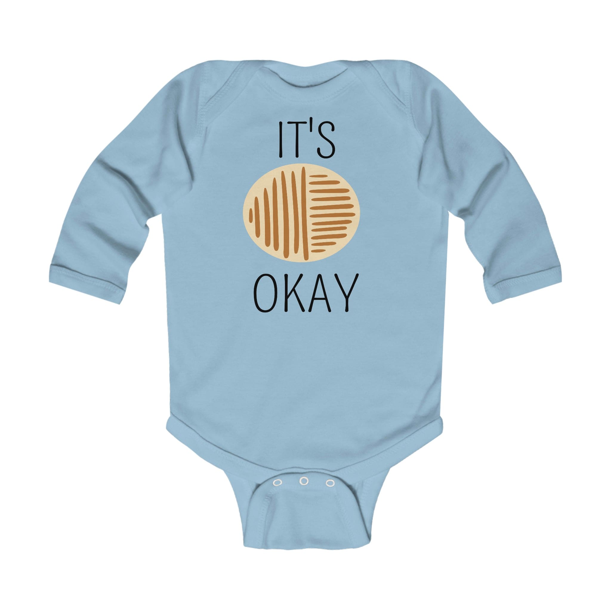 Infant Long Sleeve Bodysuit in black and brown, featuring soft cotton fabric and snap closure for easy changing.