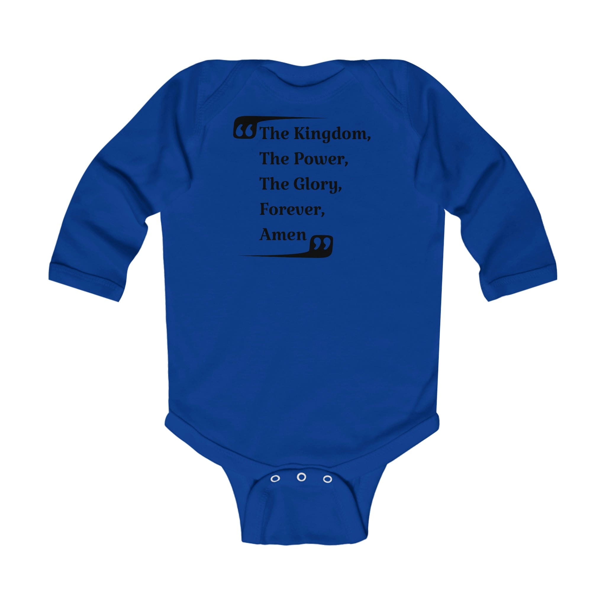 Infant Long Sleeve Bodysuit in various colors, featuring soft cotton fabric and plastic snap closures for easy dressing.