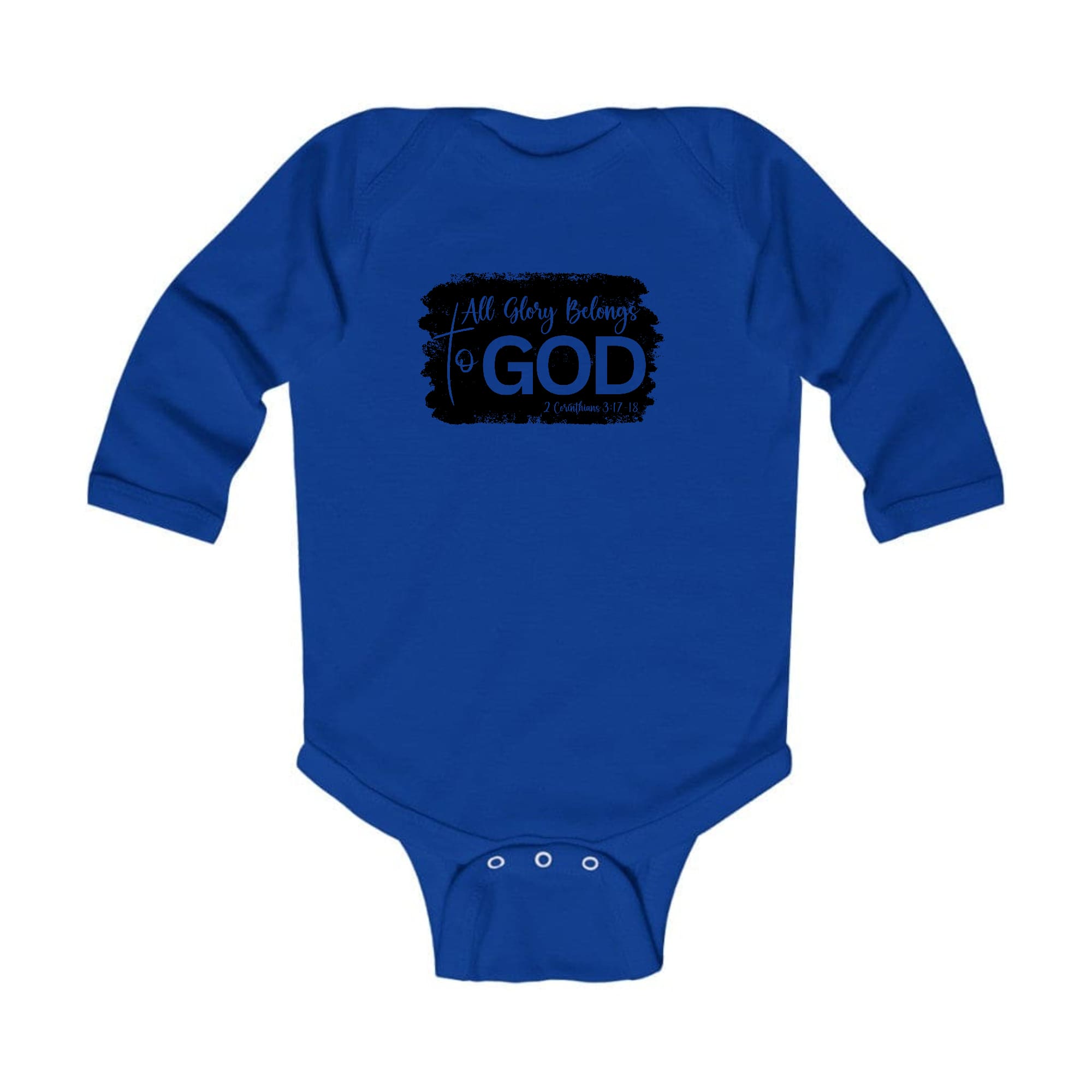 Infant Long Sleeve Graphic T-shirt with 'All Glory Belongs to God' print, featuring soft fabric and lap shoulder design.