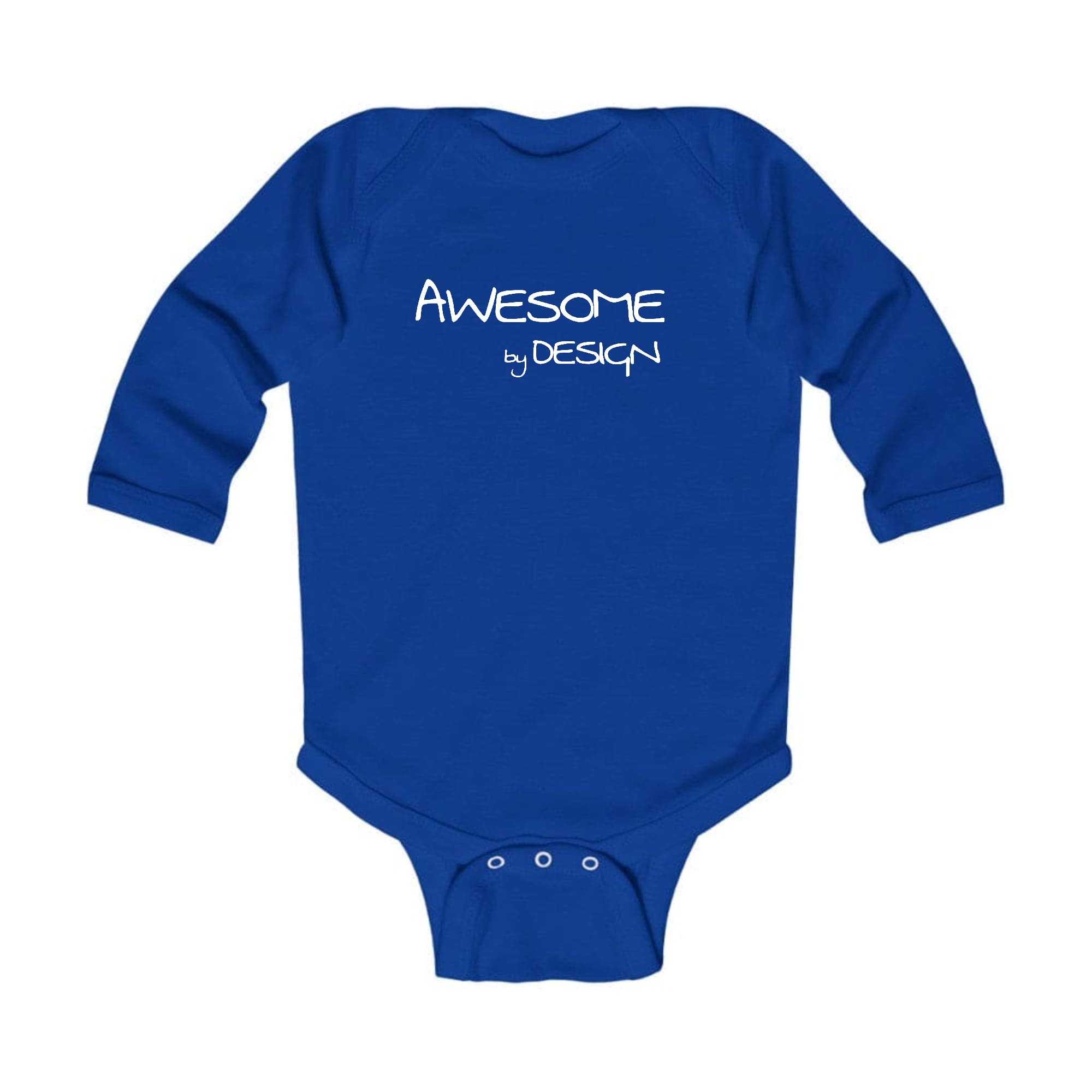 Infant Long Sleeve Graphic T-shirt featuring Awesome by Design white print, made from soft cotton for comfort.