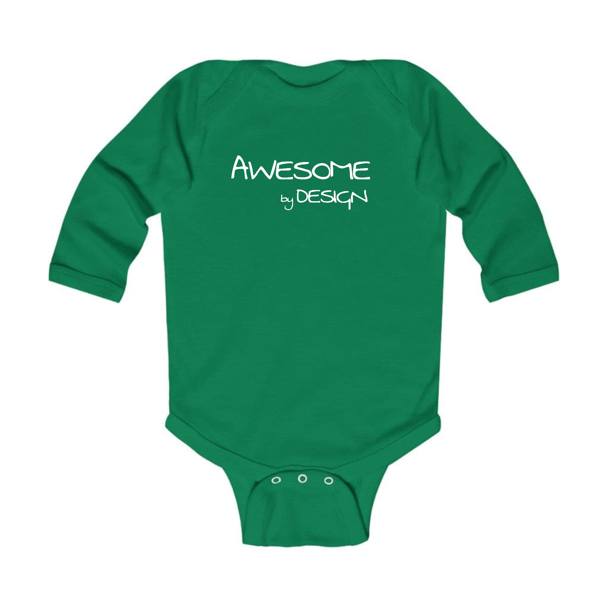 Infant Long Sleeve Graphic T-shirt featuring Awesome by Design white print, made from soft cotton for comfort.