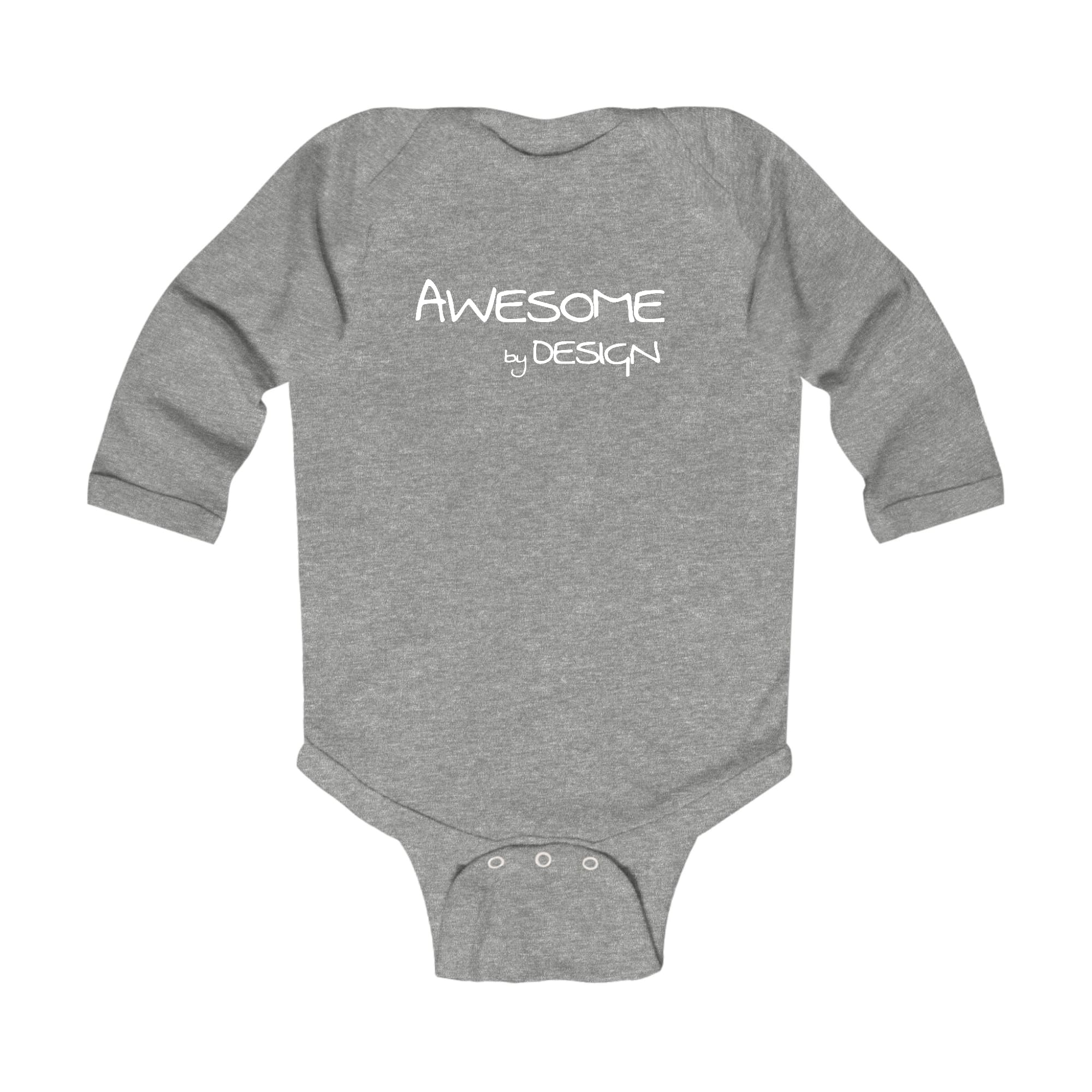 Infant Long Sleeve Graphic T-shirt featuring Awesome by Design white print, made from soft cotton for comfort.