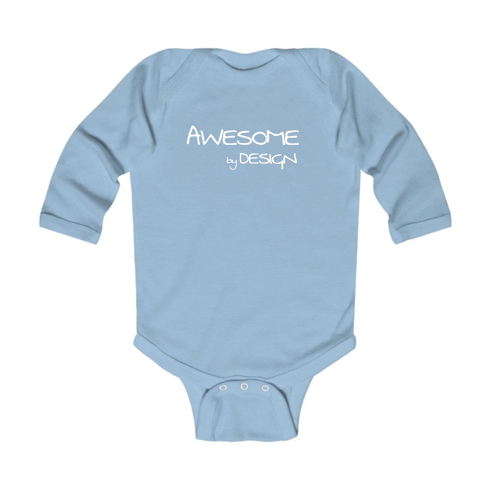 Infant Long Sleeve Graphic T-shirt featuring Awesome by Design white print, made from soft cotton for comfort.