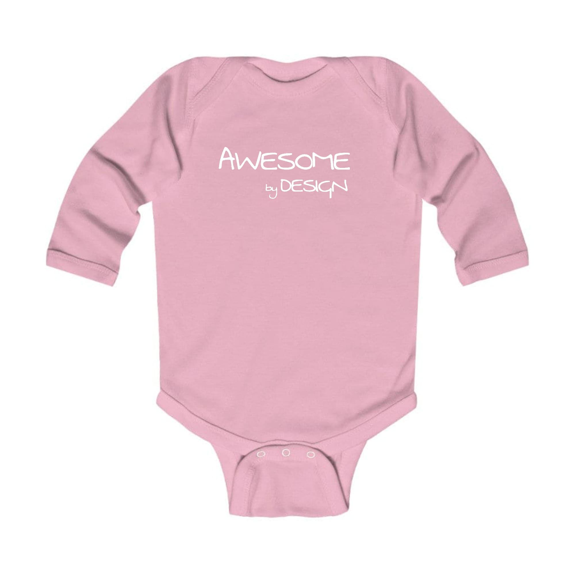 Infant Long Sleeve Graphic T-shirt featuring Awesome by Design white print, made from soft cotton for comfort.