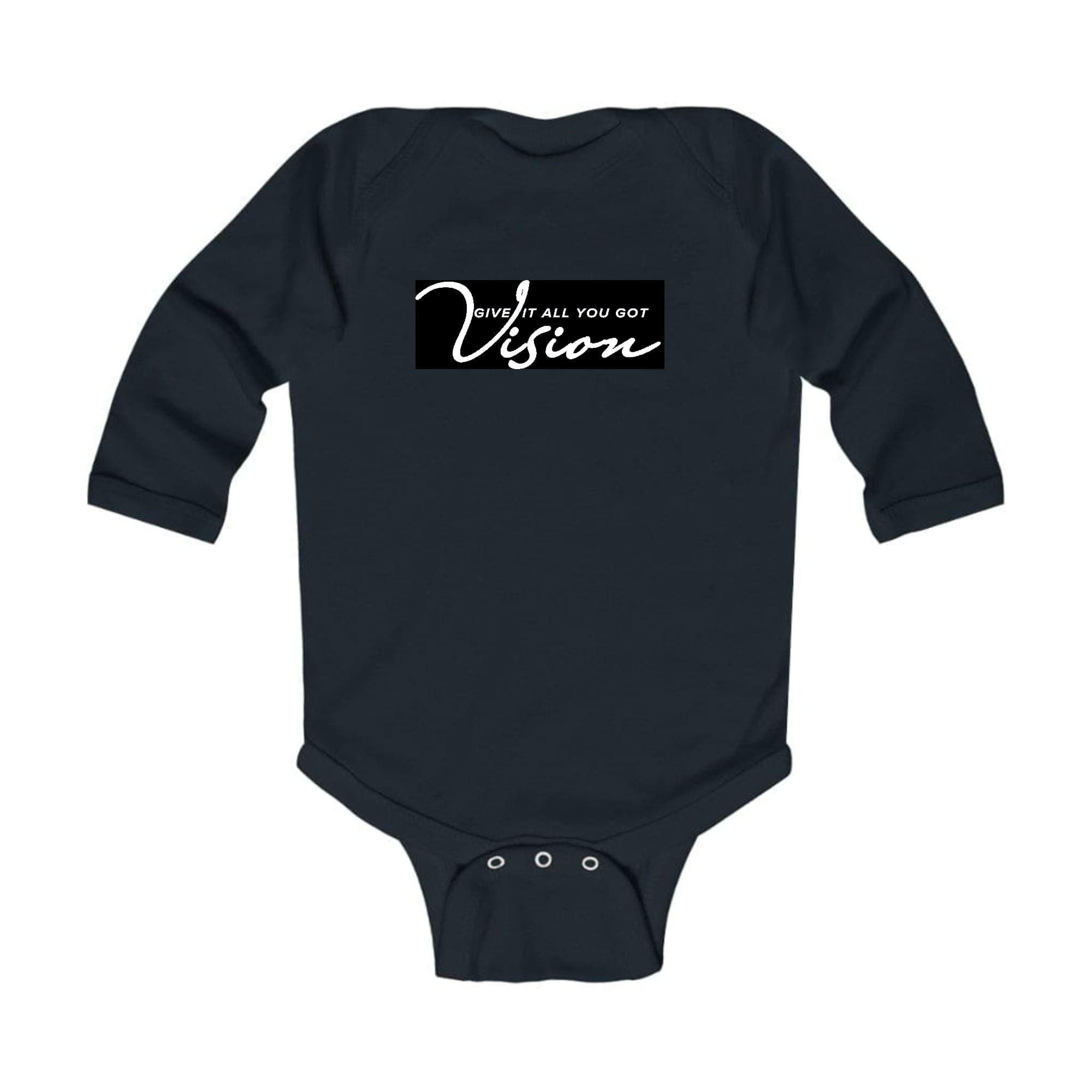 Infant wearing a long sleeve graphic t-shirt with the text 'Give it All You Got', showcasing vibrant colors and a comfortable fit.