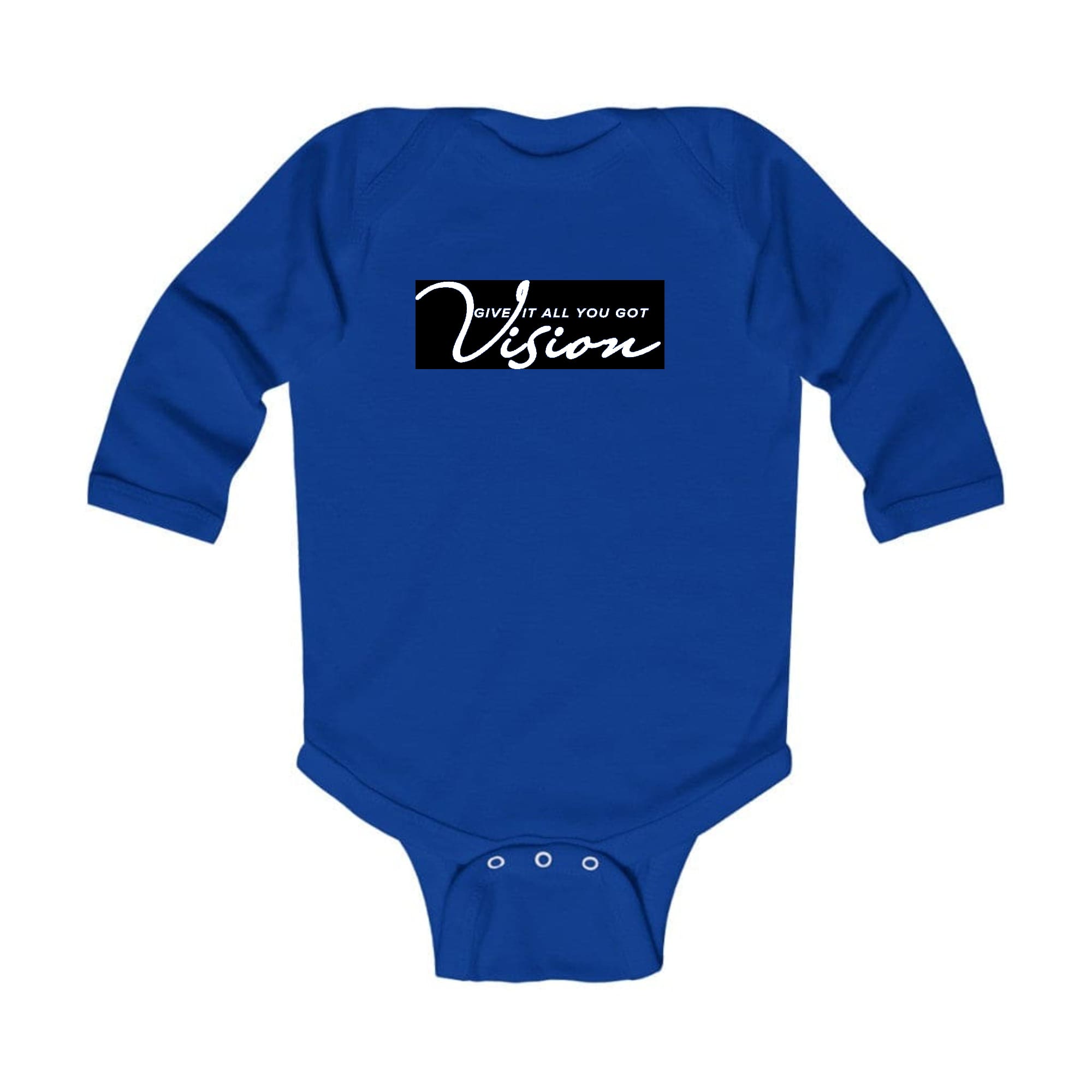 Infant wearing a long sleeve graphic t-shirt with the text 'Give it All You Got', showcasing vibrant colors and a comfortable fit.