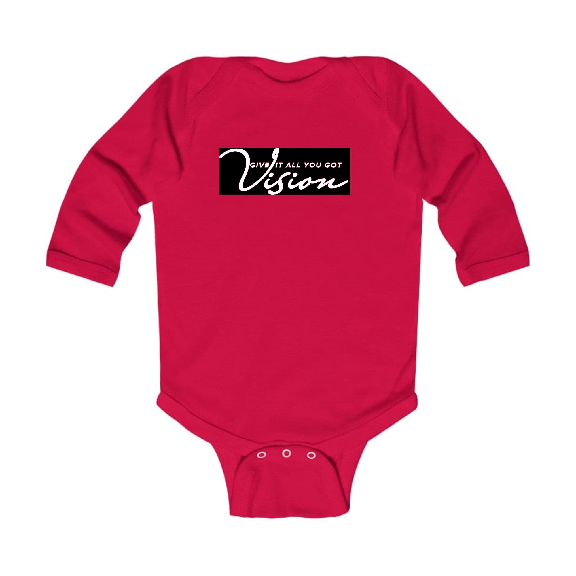 Infant wearing a long sleeve graphic t-shirt with the text 'Give it All You Got', showcasing vibrant colors and a comfortable fit.