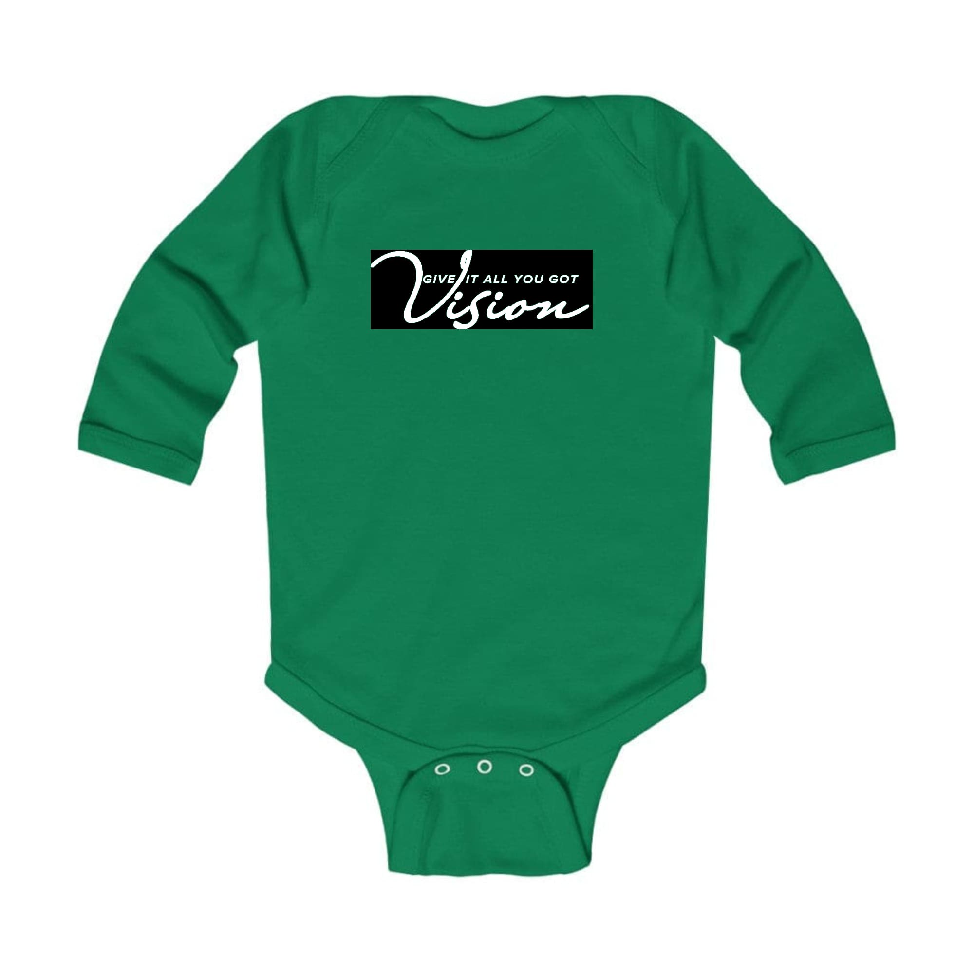 Infant wearing a long sleeve graphic t-shirt with the text 'Give it All You Got', showcasing vibrant colors and a comfortable fit.